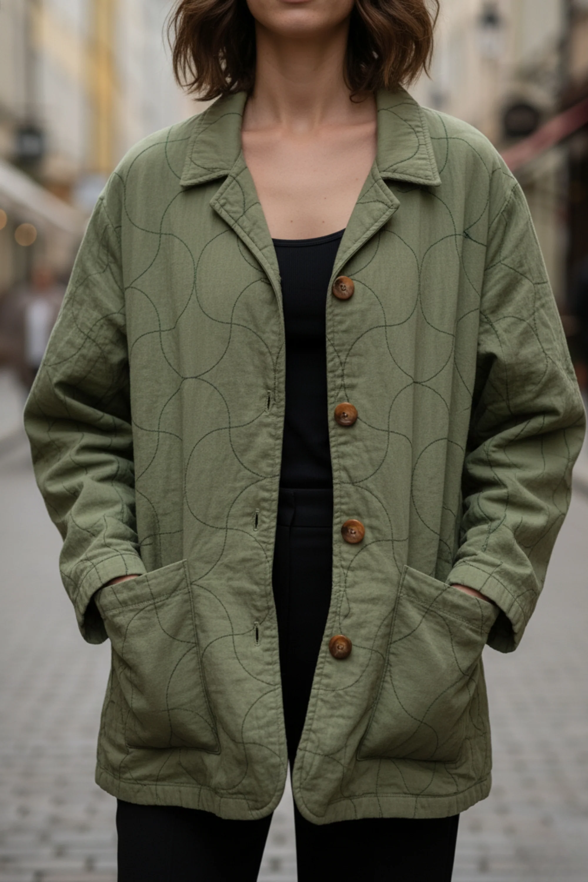 Olive Quilted Shacket
