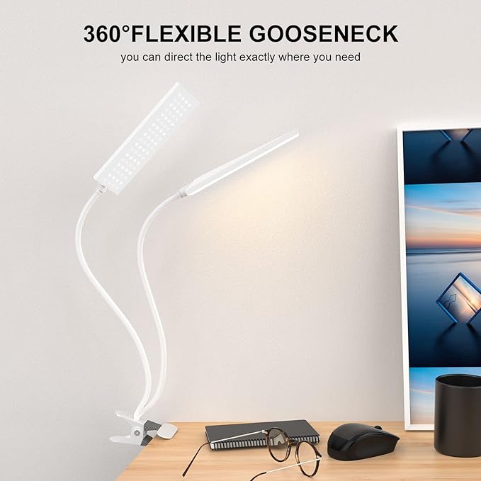 Clip on Light LED Desk Lamp with Eye-Caring LED Metal Clip