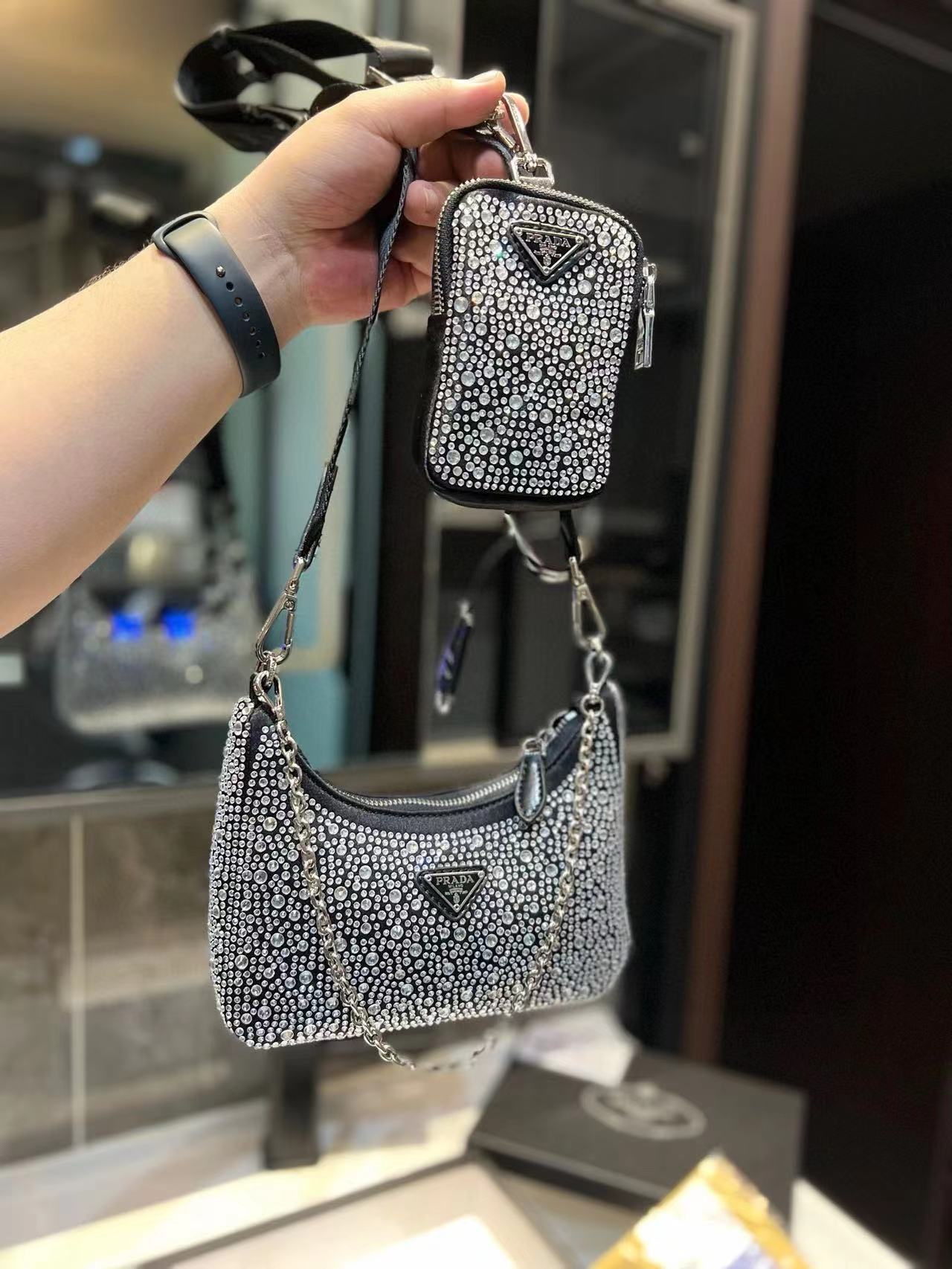 Fashion 8.7″ Full Diamonds Chains Adjustable Strap Shoulder bag with small coin purse BB-921222