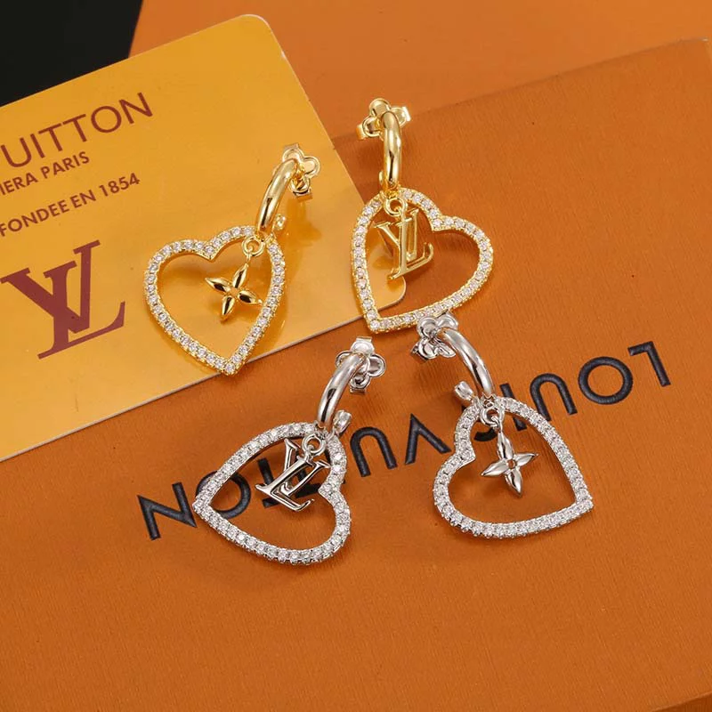 Stone-set Hearts pendants Earrings(2Colors) ED-931327