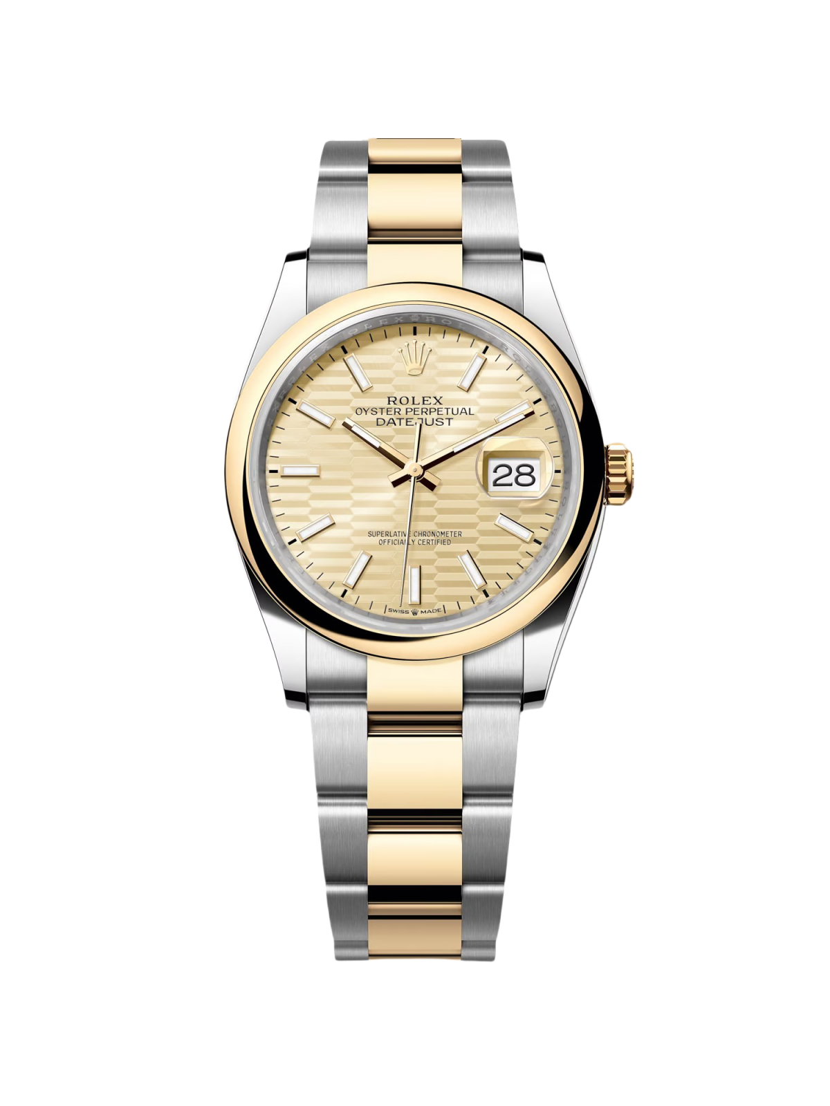 Rolex  Datejust 126203 Golden Fluted Dial 36mm Domed Bezel