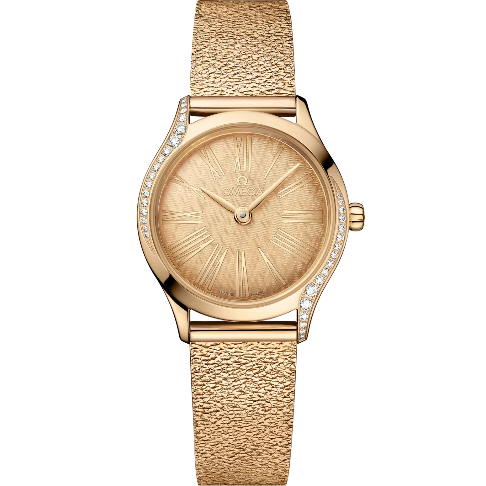 Omega De Ville Mini Trésor 26mm Yellow Dial with Diamonds Moonshine™ 18k Rose Gold Bracelet 428.55.26.60.99.001