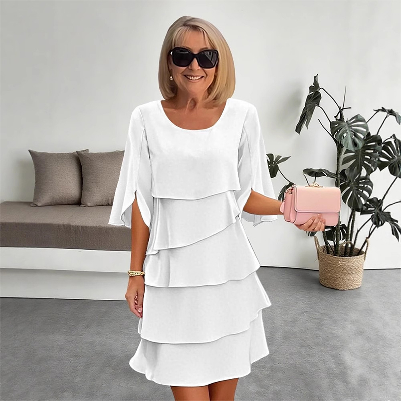 Women's Elegant Layered Ruffle Sleeve Dress – Effortless Style for Every Occasion💃