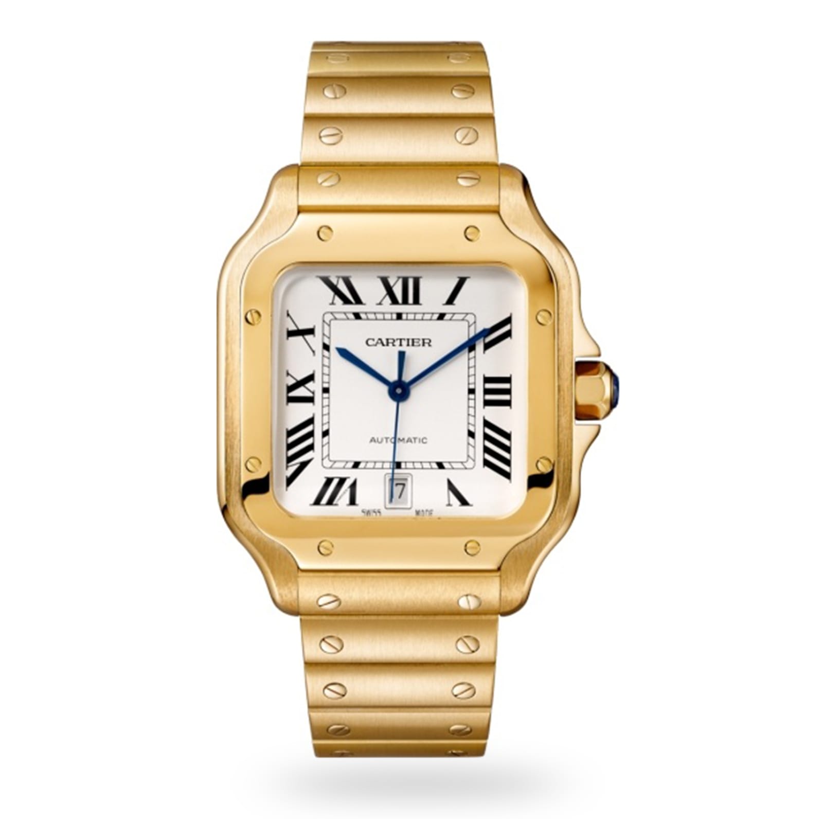 Cartier Santos De Cartier Watch Large Model, Automatic Movement, Yellow Gold, Interchangeable Metal And Leather Bracelets-P17310971