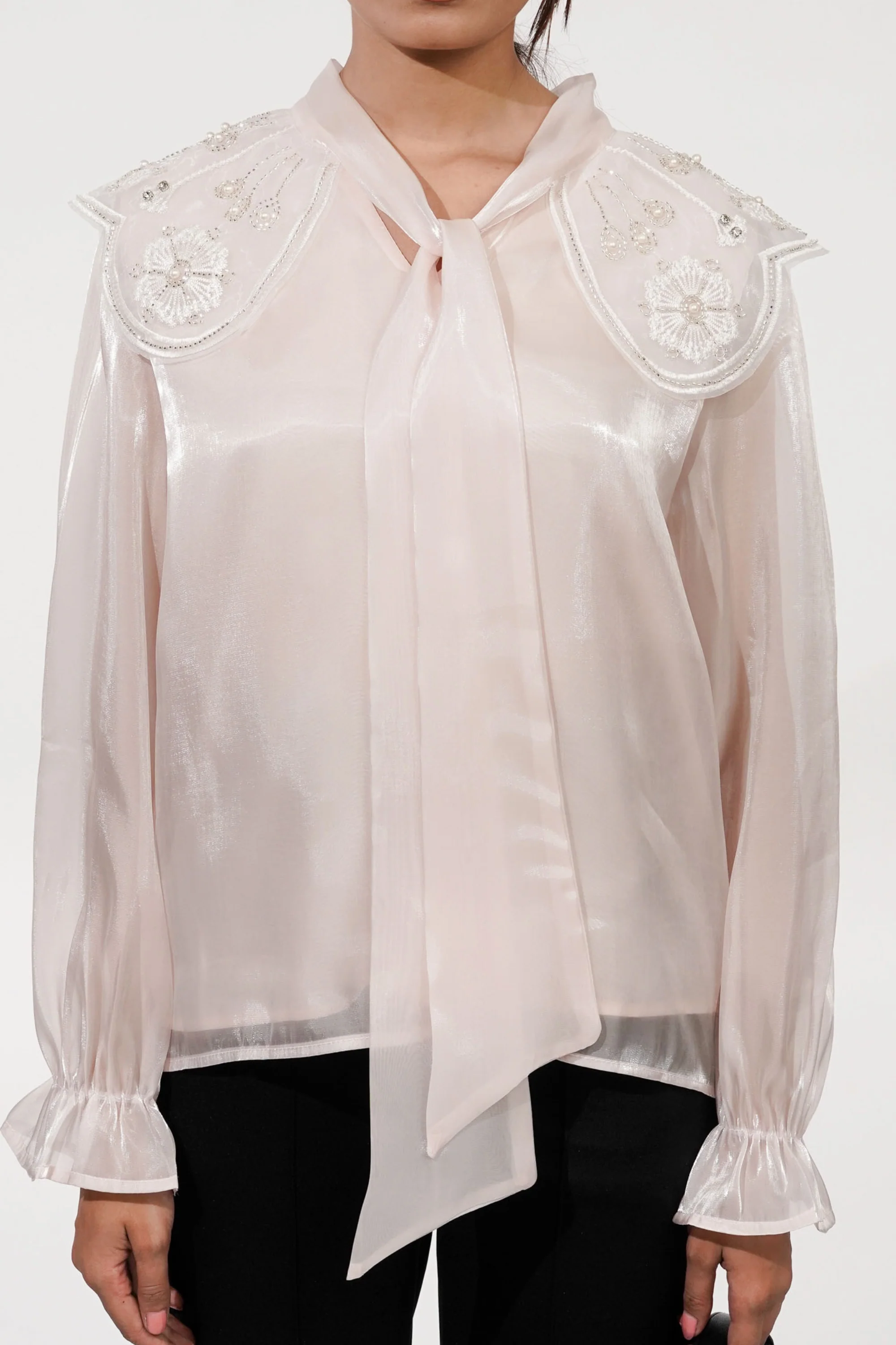 Baby Pink Bertha Pearl Top
