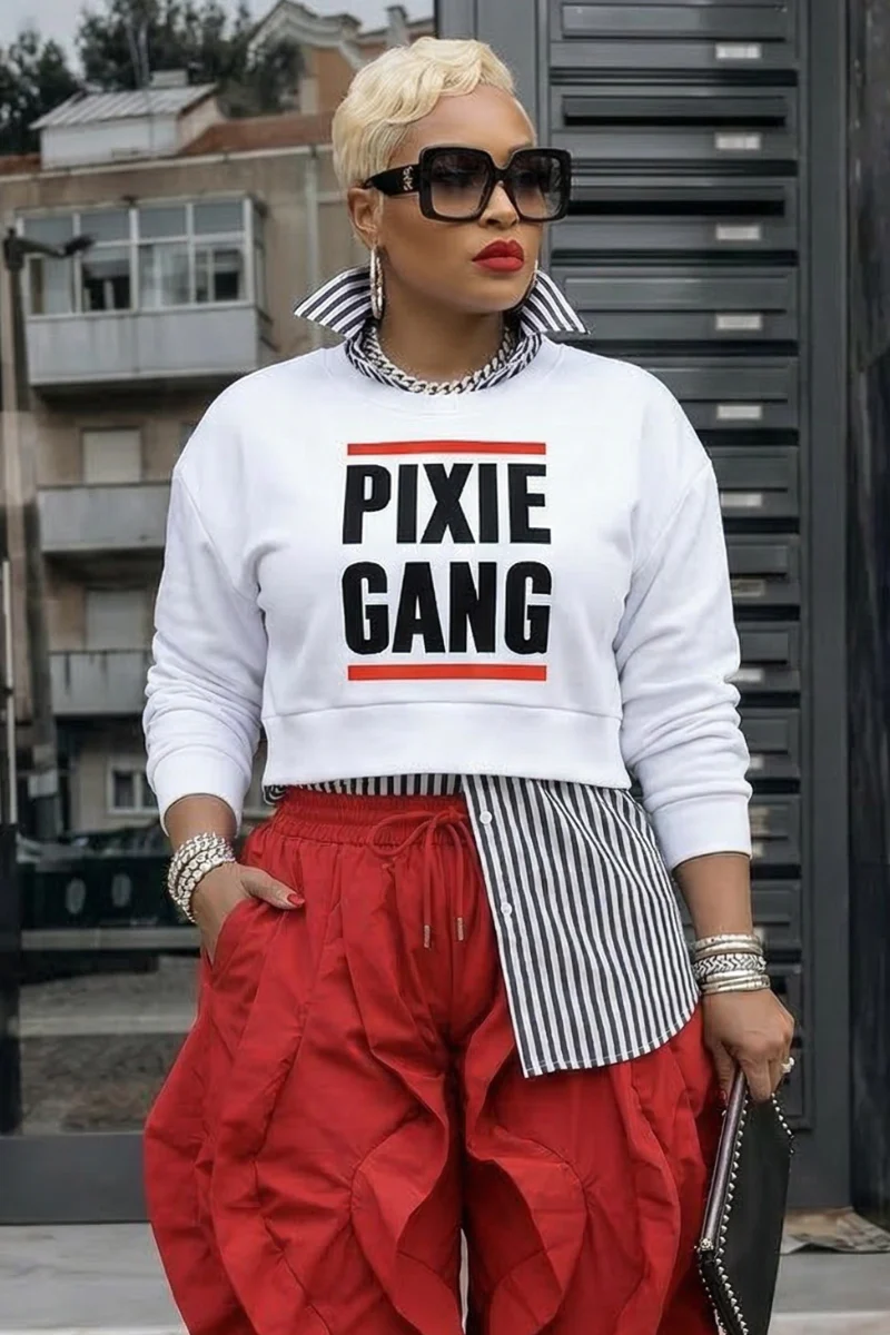 Pixie Gang Cropped Sweatshirt (Wht)