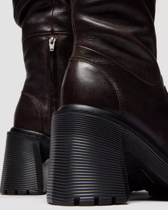 KASEY LEATHER KNEE HIGH HEELED BOOTS