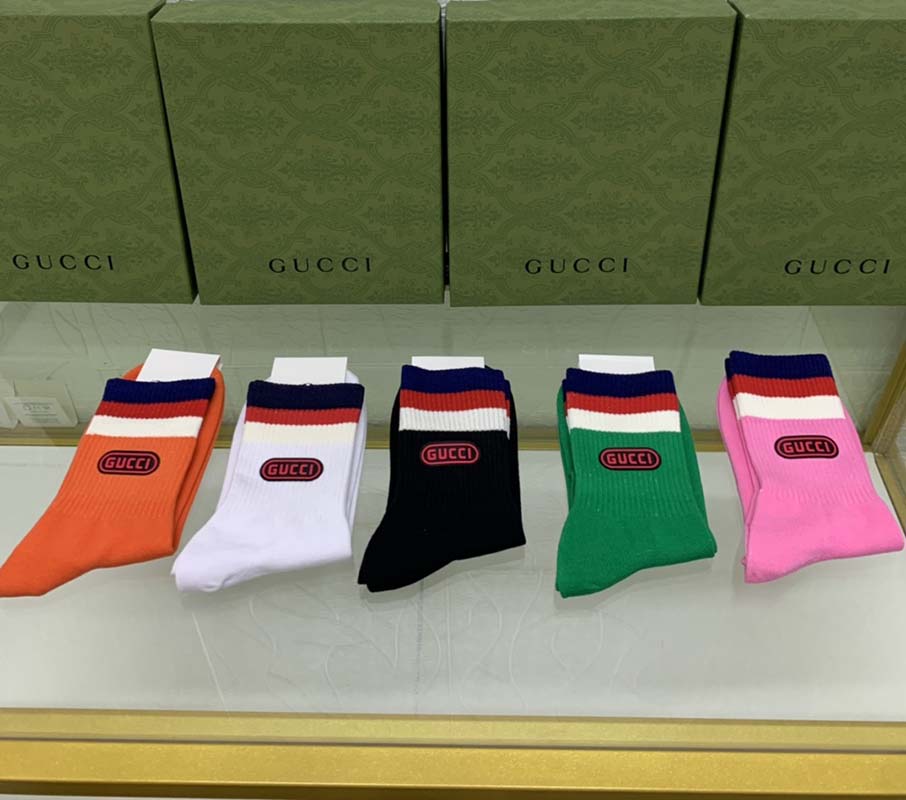 Set of 5 Pairs of Cotton Anti-bacterial Crew Socks WZ-924000184