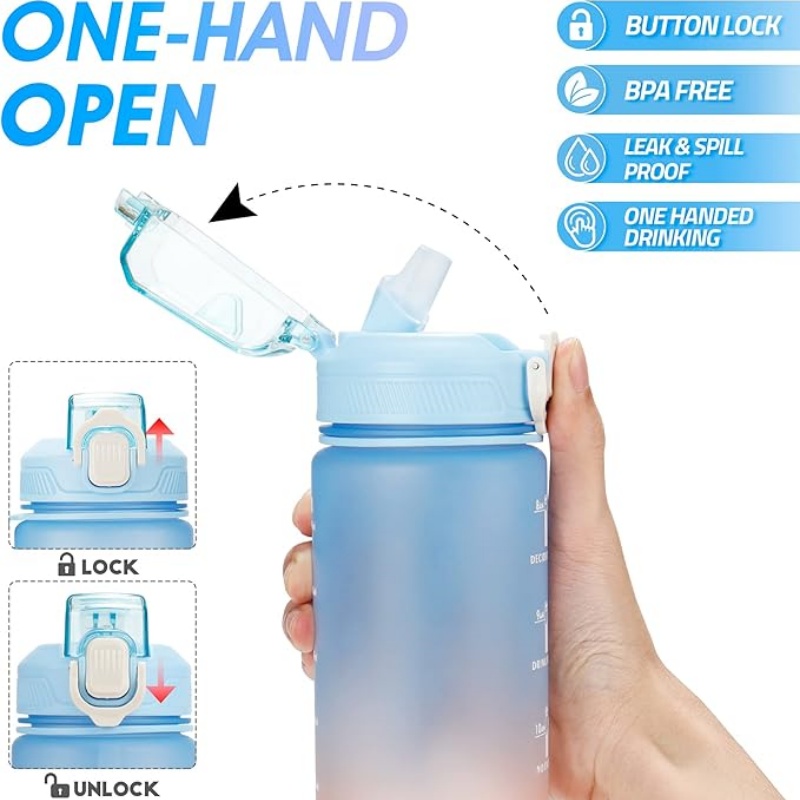 THERMOCLOUD Motivational Water Bottle with Time Marker