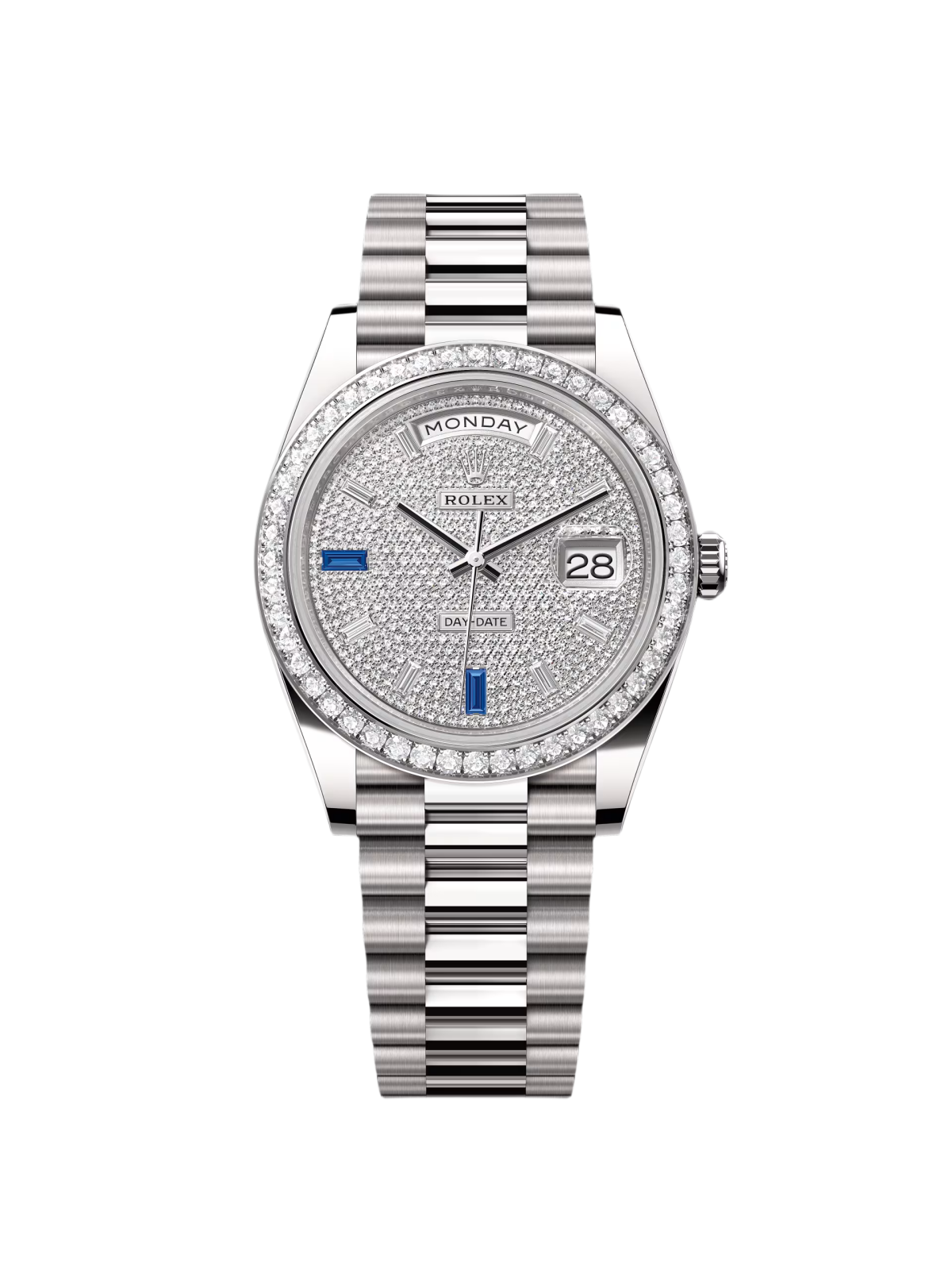 Rolex 228349RBR-0036 Day-Date 40mm 18k White Gold Paved With Diamonds Watch