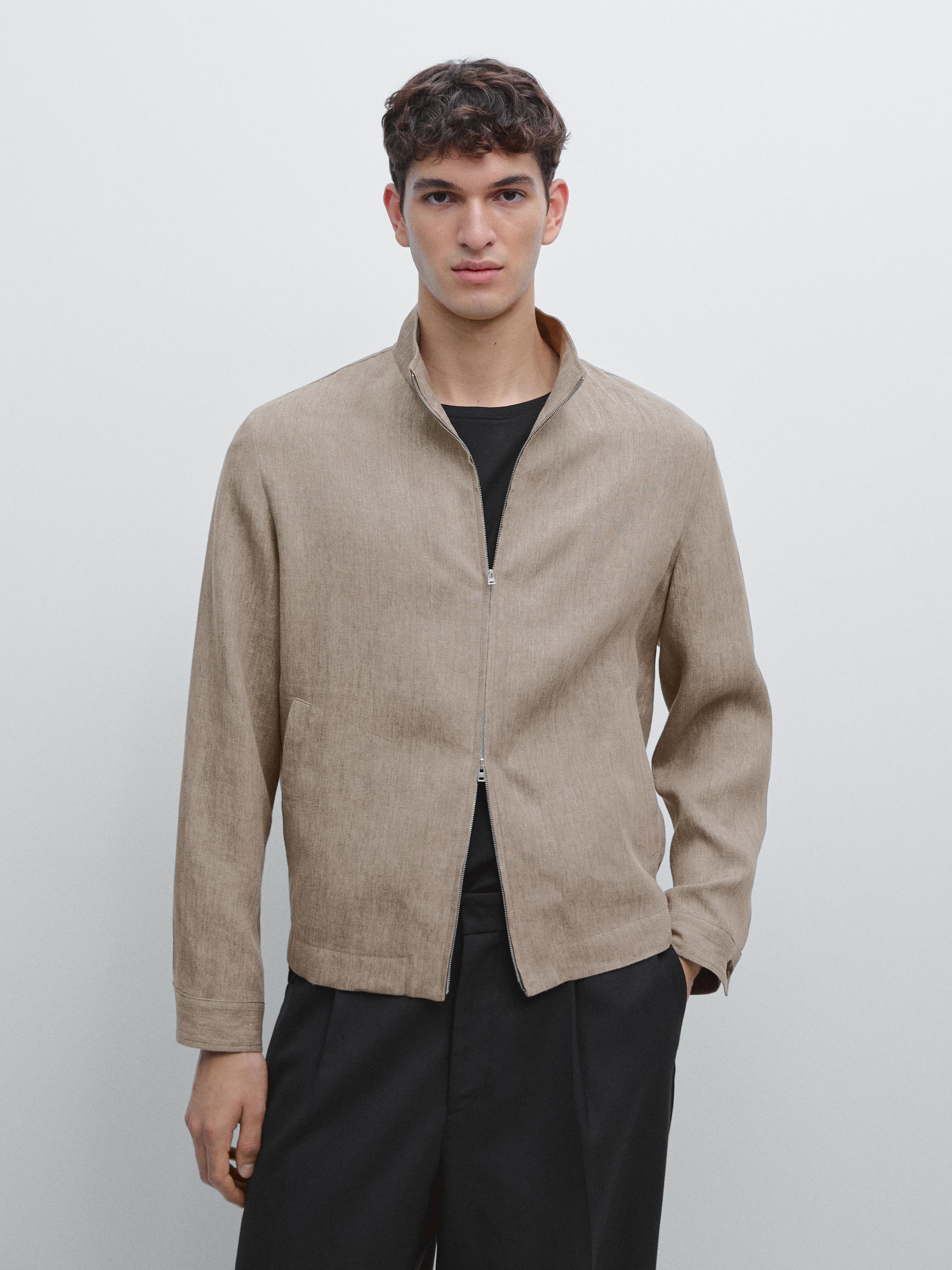 Chaqueta bomber total look lino delavé