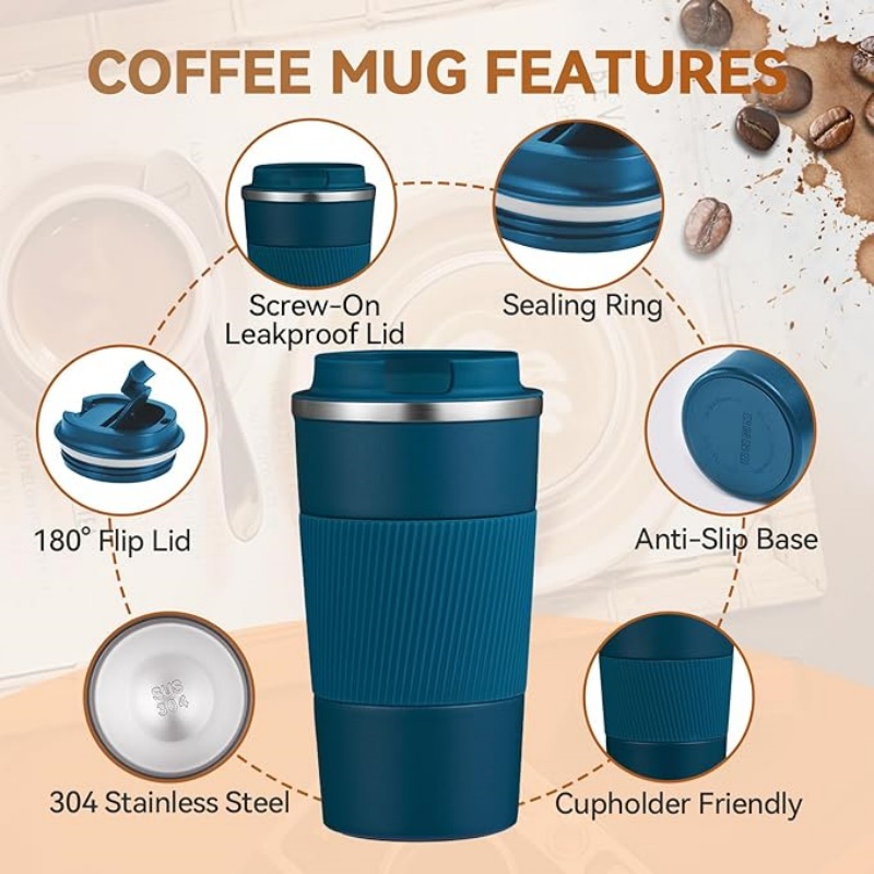 THERMOCLOUD 12OZ Travel Coffee Mug Insulated Coffee Cup