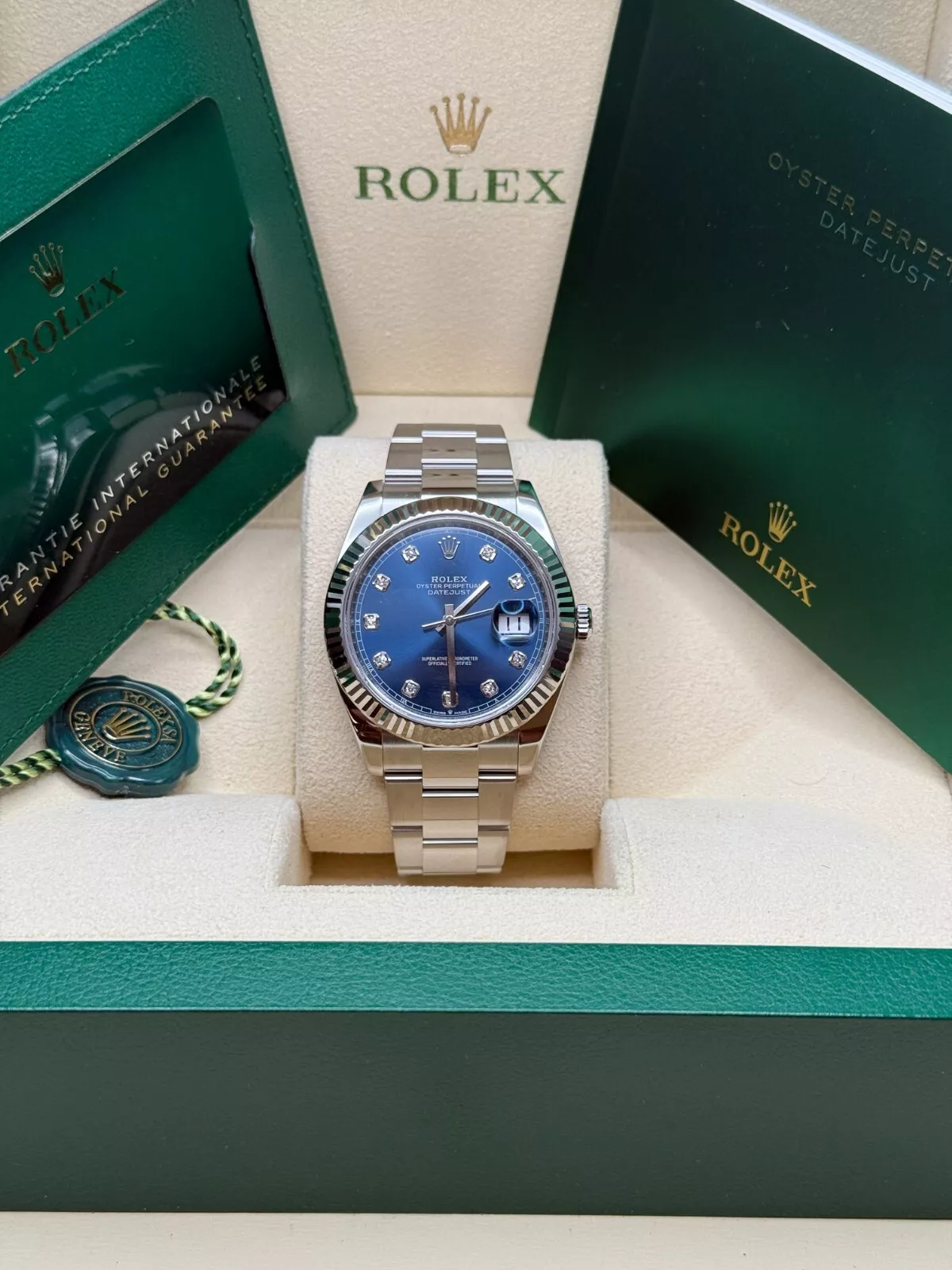 【Super Clone】RLX  Datejust 126334-0015 Blue Diamond Oyster 41mm Stainless Steel Mens Watch