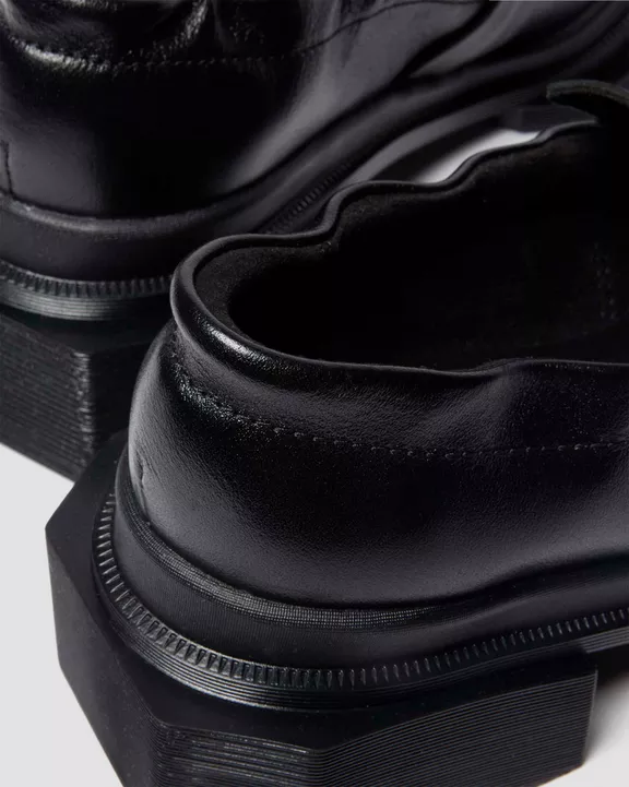 MAYBOLE SQUARE TOE RUCHED LEATHER LOAFERS