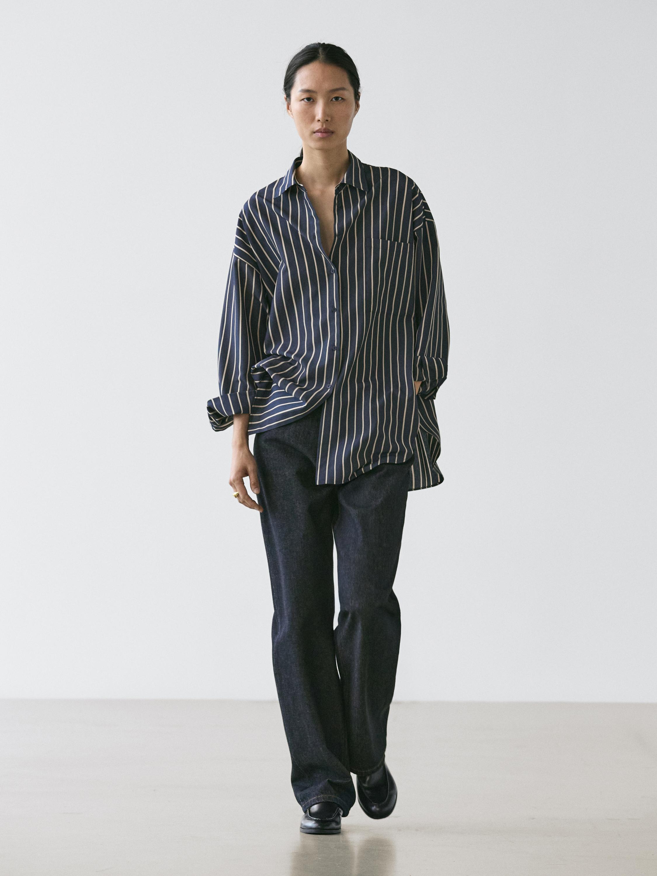 Camisa fluida rayas detalle bolsillo