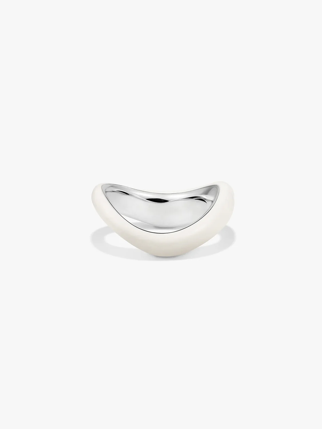 Cream Enamel Dome Wave Ring