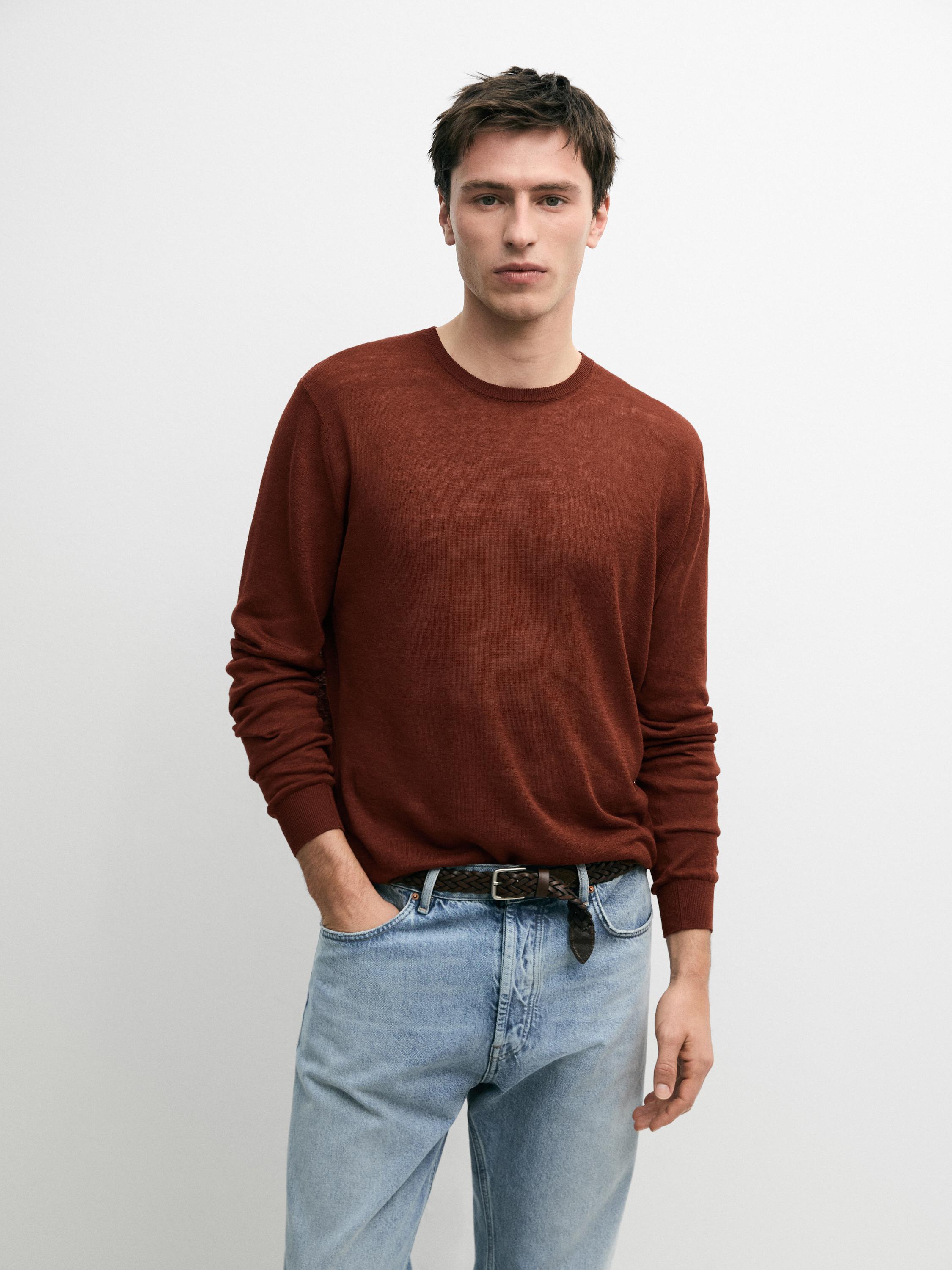 Jersey punto cuello redondo lino cashmere