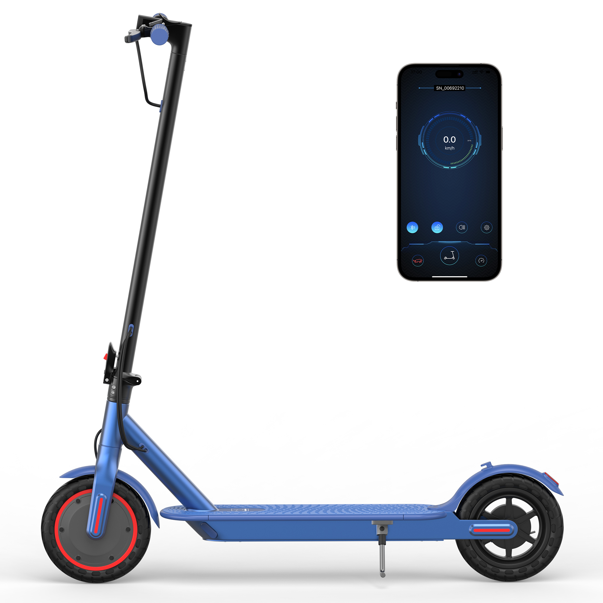 AOVOPRO ES80 Electric Scooter 350W Dual Brake App LCD Display Waterproof Foldable Blue-US