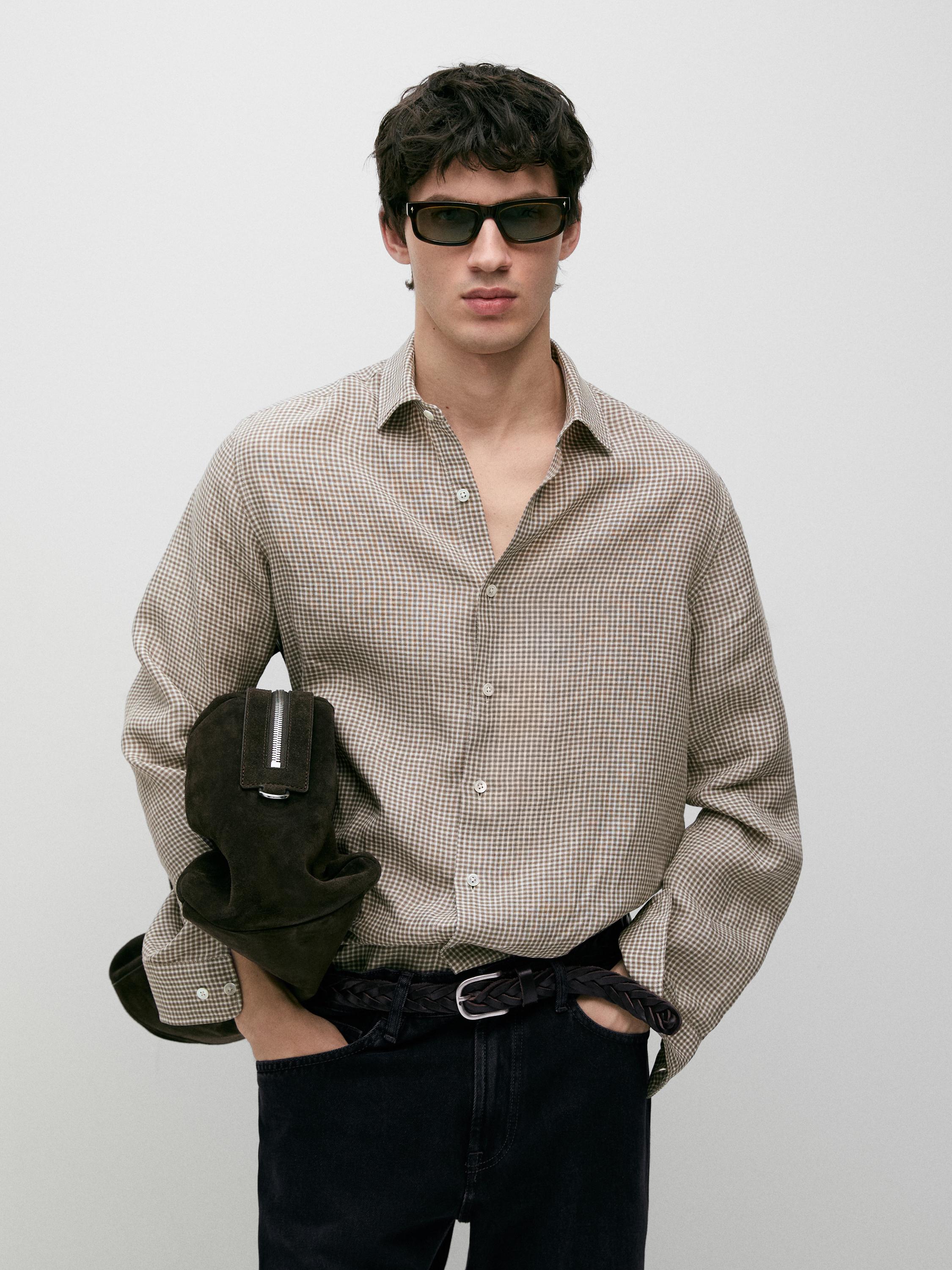 Camisa cuadros 100% lino
