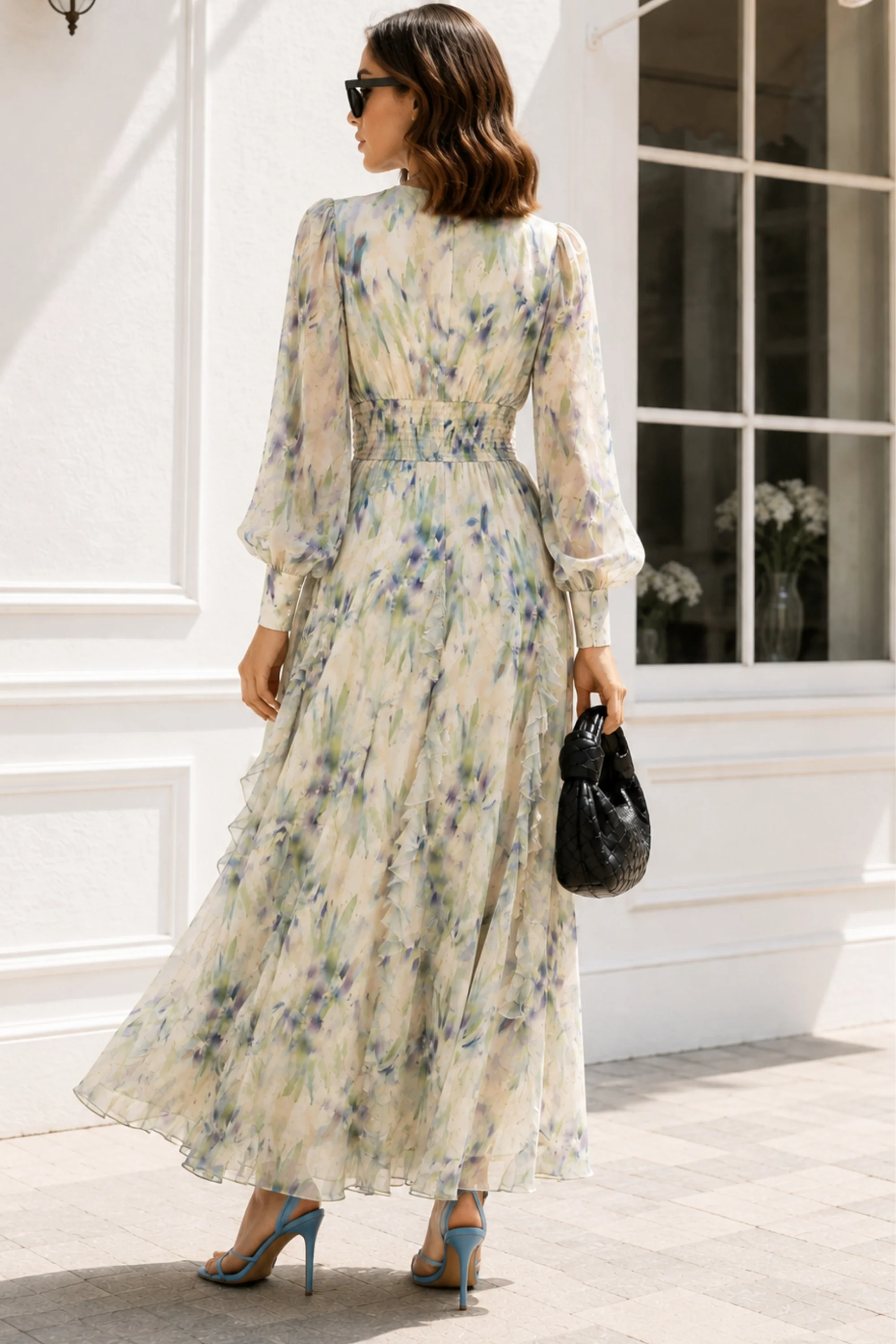 Wisteria Breeze Ruffle Maxi Dress