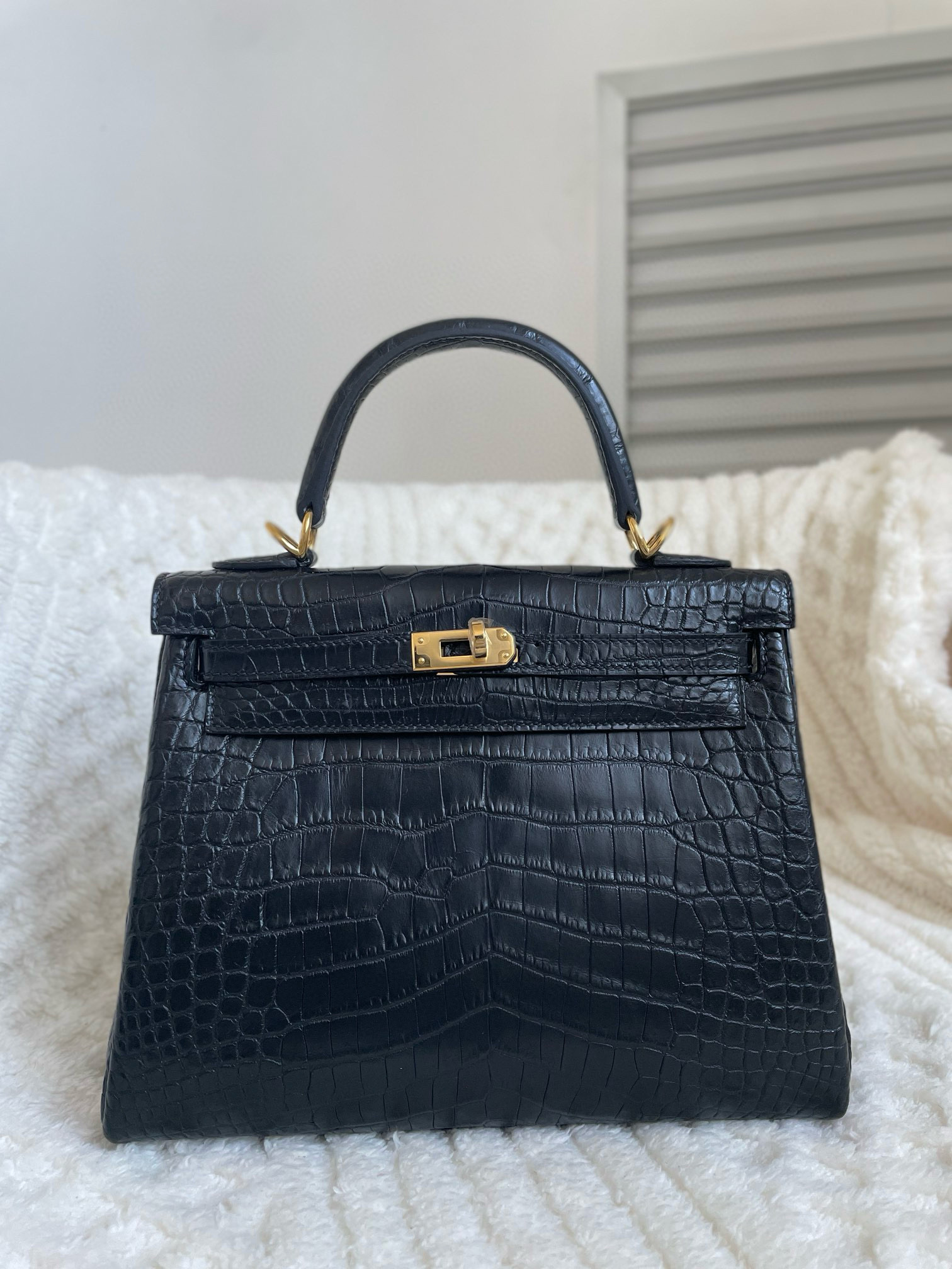 Hermès Haute Couture Kelly 25-28 crocodile skin