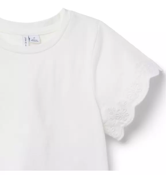 Embroidered Eyelet Trim Top