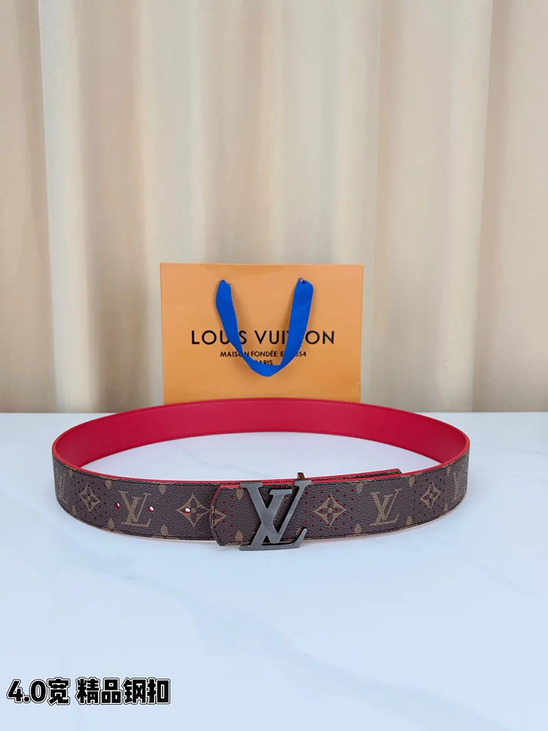 2Colors Wide1.6″ Red Calfskin Genuine Leather Reversible Man’s Belt PD-69000110