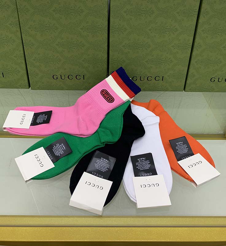 Set of 5 Pairs of Cotton Anti-bacterial Crew Socks WZ-924000184