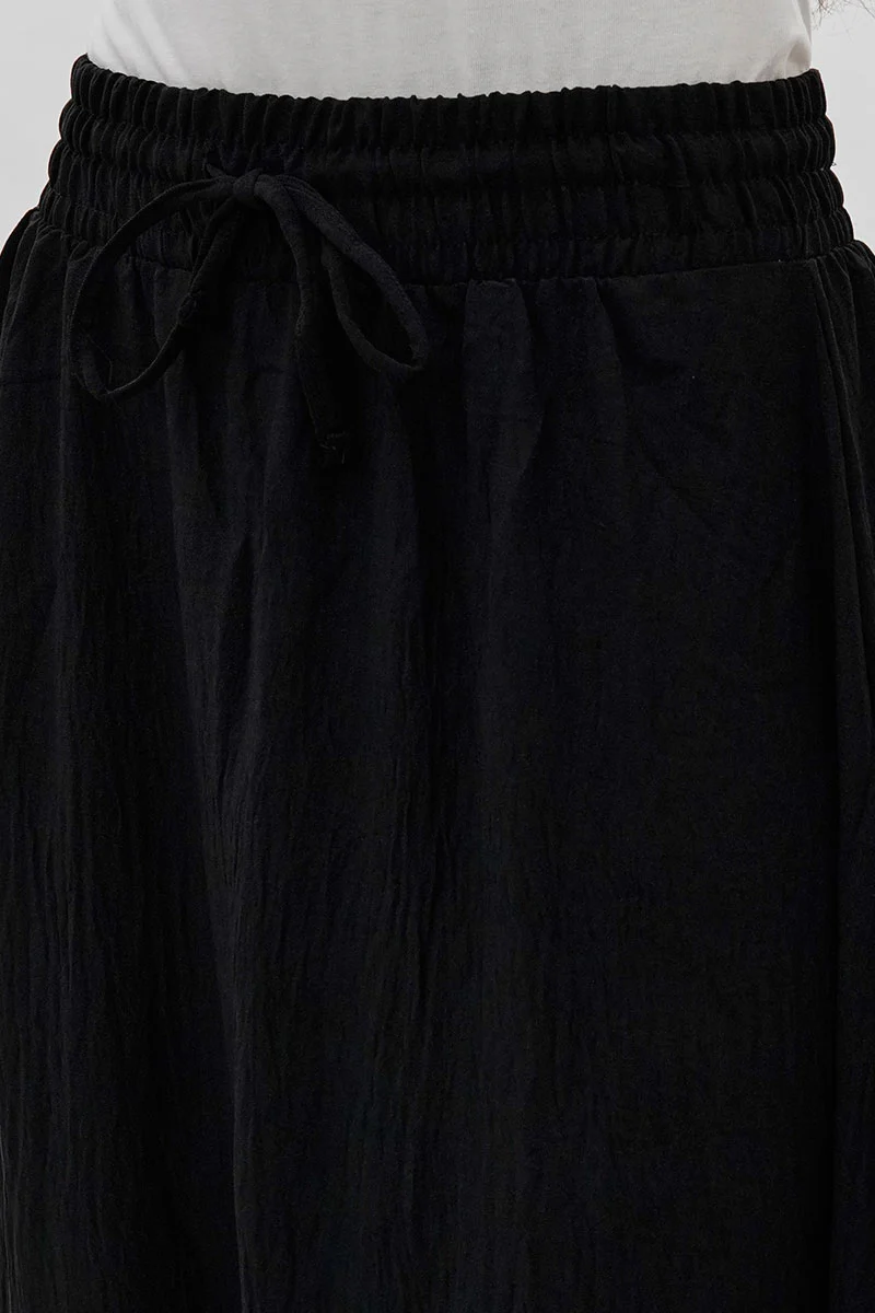 Vintage Tiered Cinched Skirt - Black
