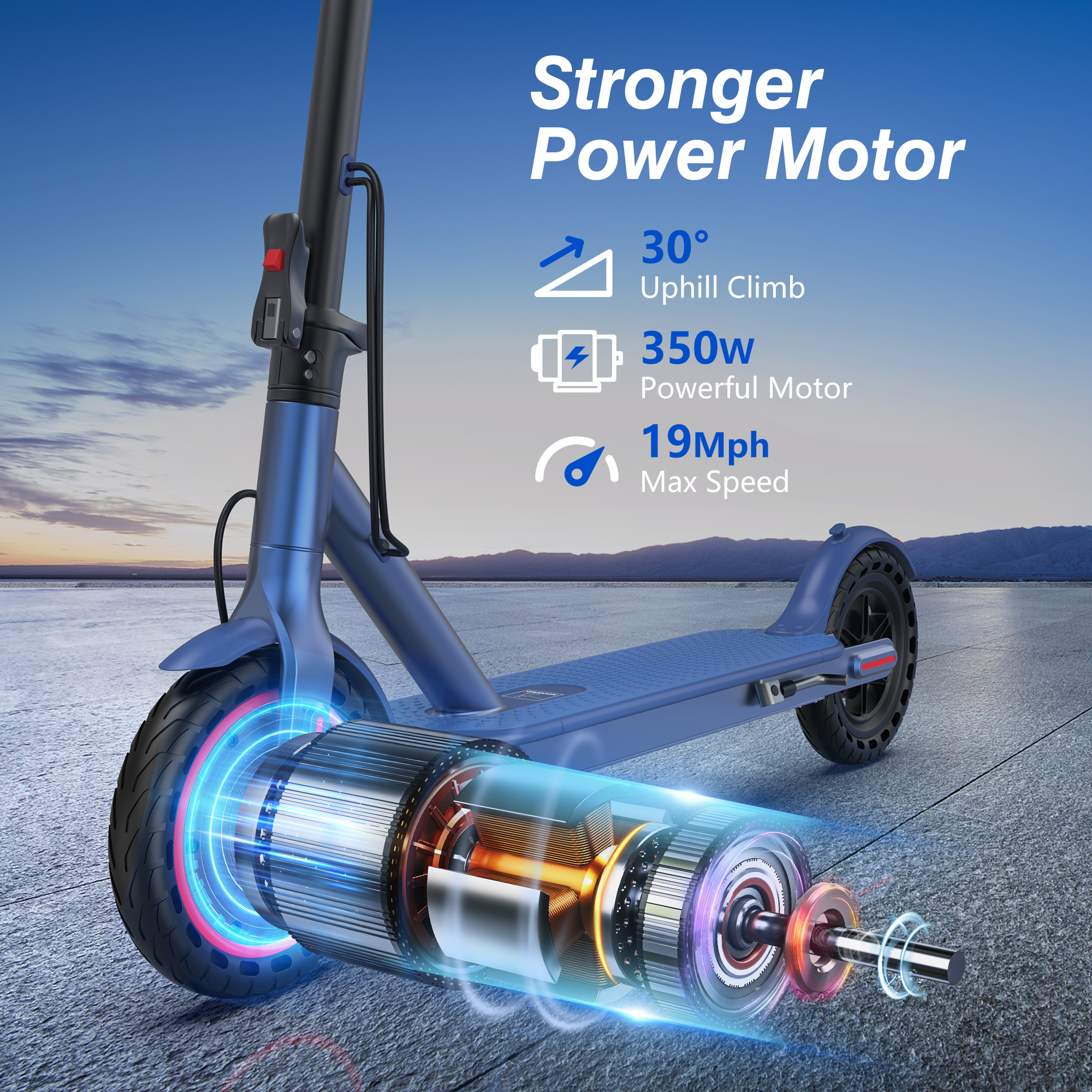 AOVOPRO ES80 Electric Scooter 350W Dual Brake App LCD Display Waterproof Foldable Blue-US