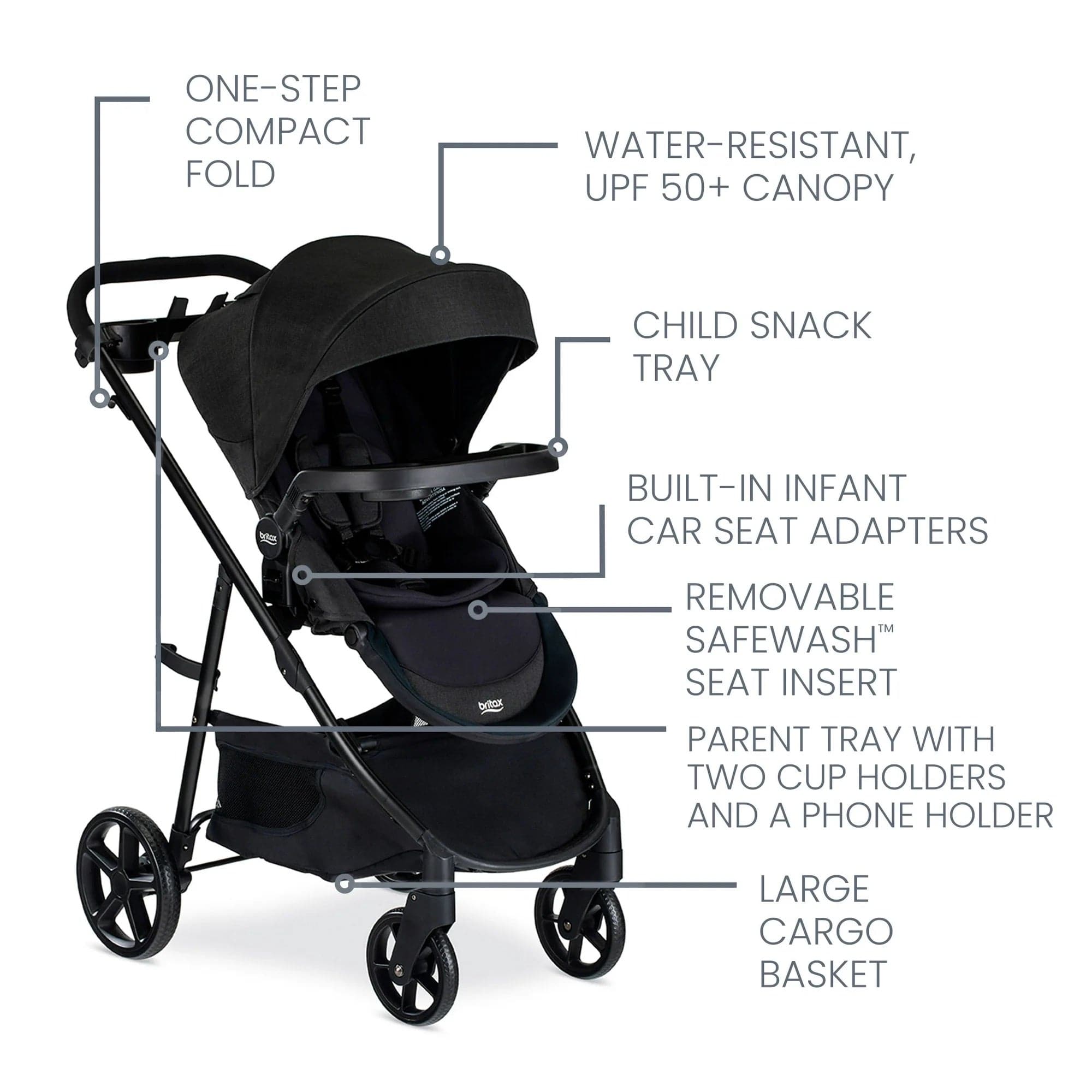 Britax Willow Brook S+ Travel System with Alpine Anti-Rebound Base - Raven Black