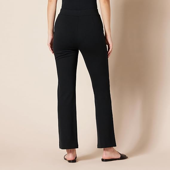 AERLEN Women's Stretchy Ponte Pull-On Mid Rise Ankle Length Pants