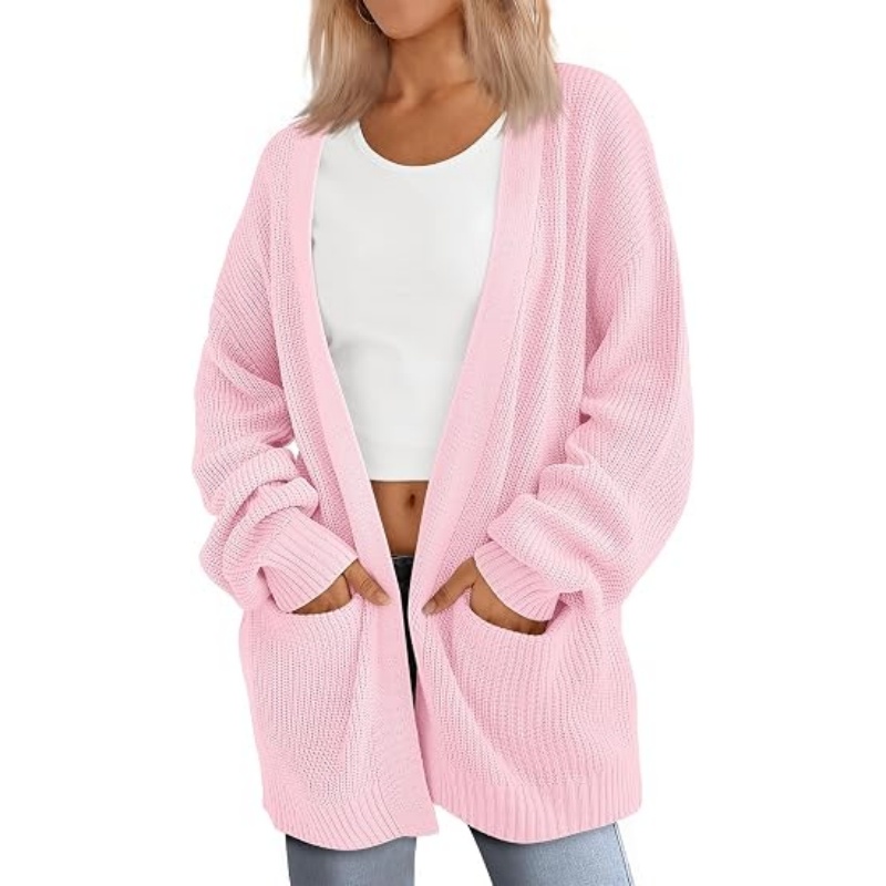 Women Oversized Chunky Knit Open Front Cardigan Long Sleeve Loose Casual Sweater Cardigan with Pockets Fall Outerwear