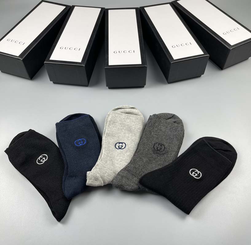Set of 5 Pairs of Cotton Anti-bacterial Crew Socks WZ-924000175