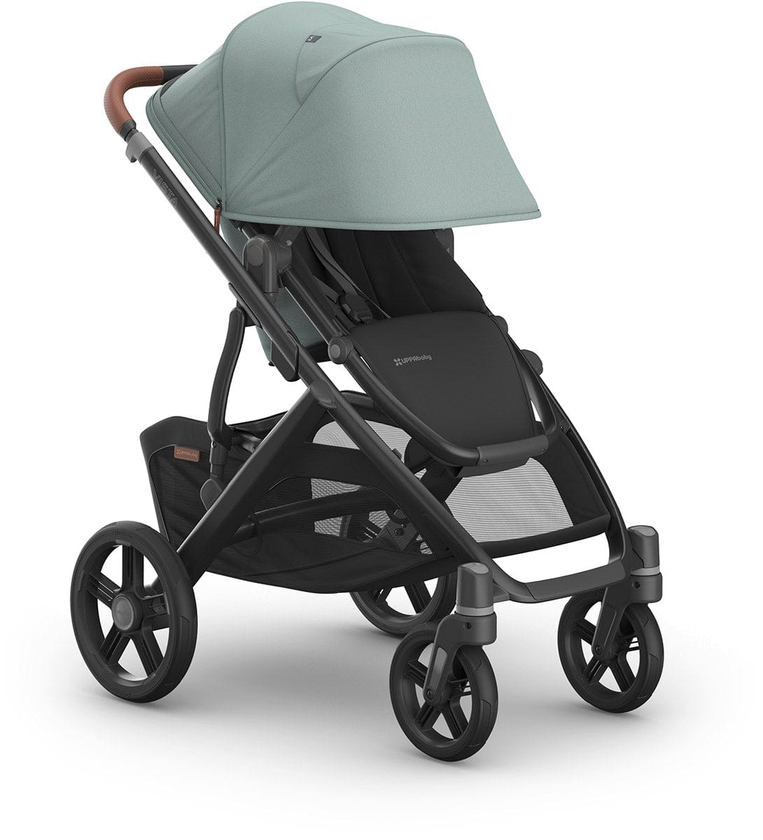 UPPAbaby Vista V3 Single-to-Double Stroller - Kenzi (Mystic Aqua / Carbon Frame / Saddle Leather)