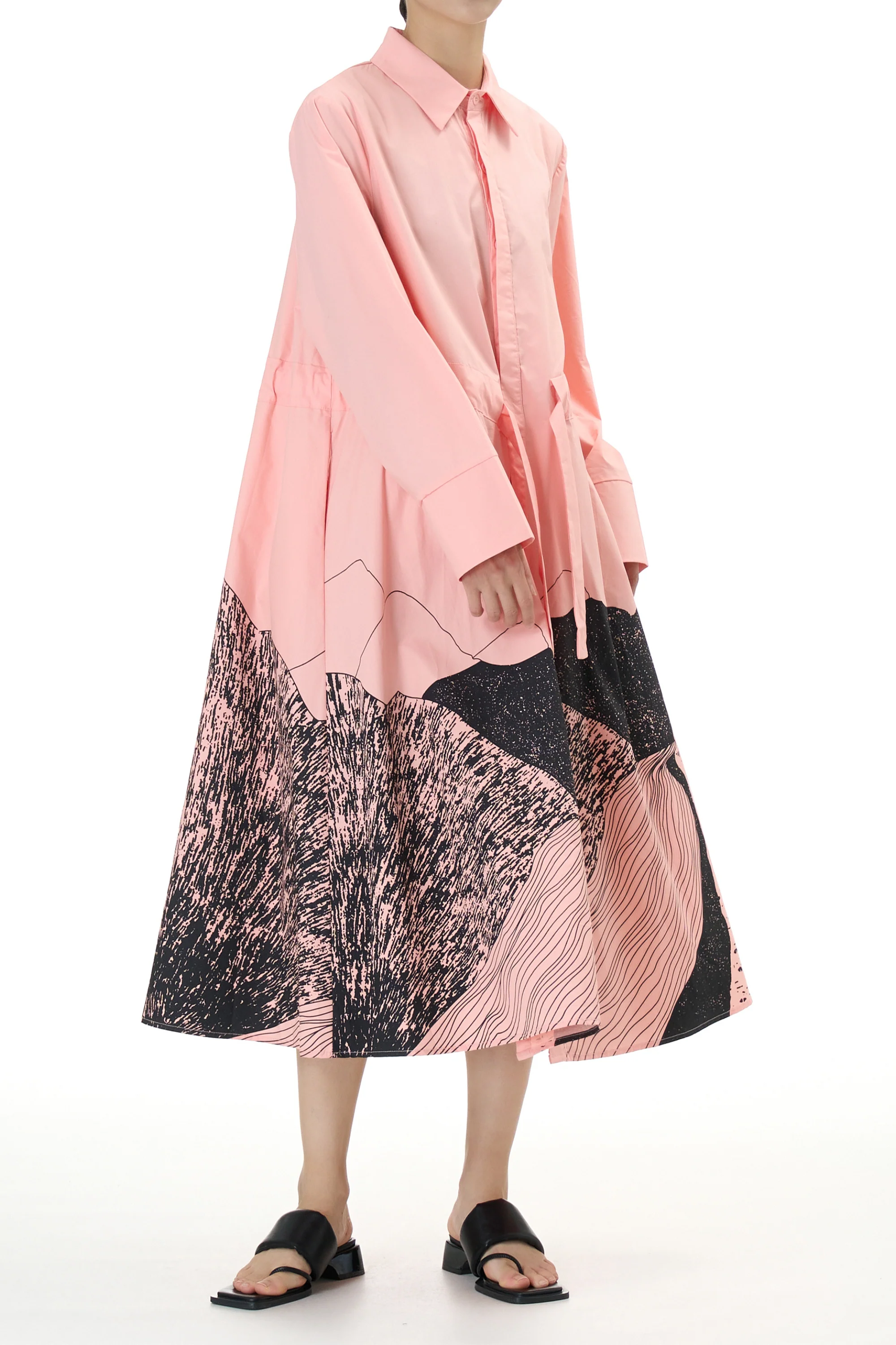 Peach Fuzz Belted Shirt Dress
