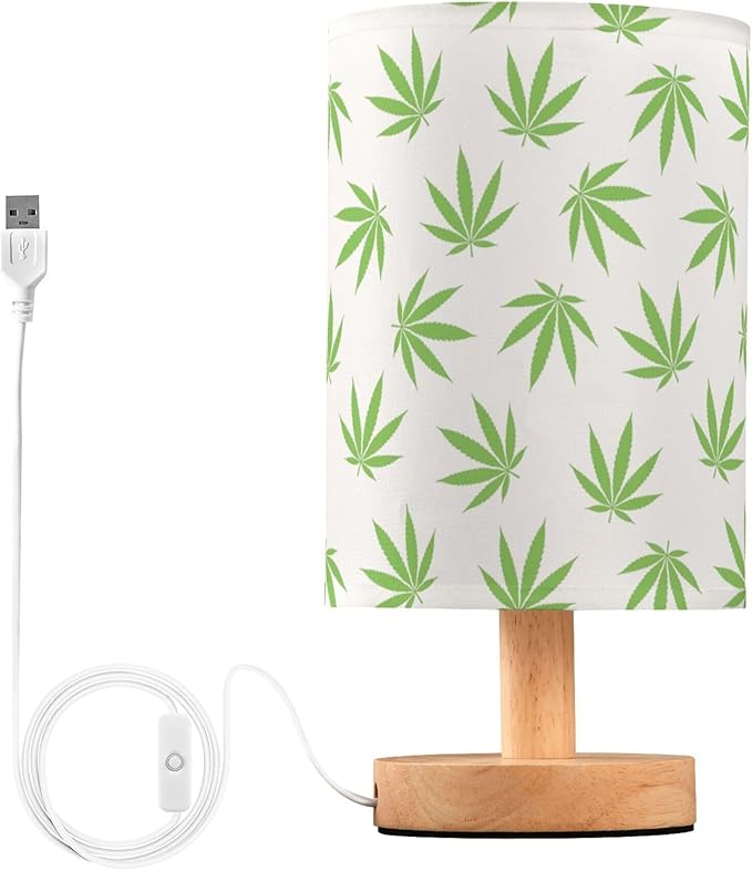 Table Lamp Green Marijuana Leaf Cannabis Weed Leaves on