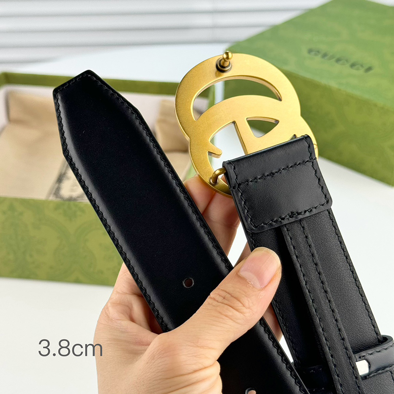 Fashion Top quality Golden Buckle Wide-3.8cm Real Leather Belt PD-862102