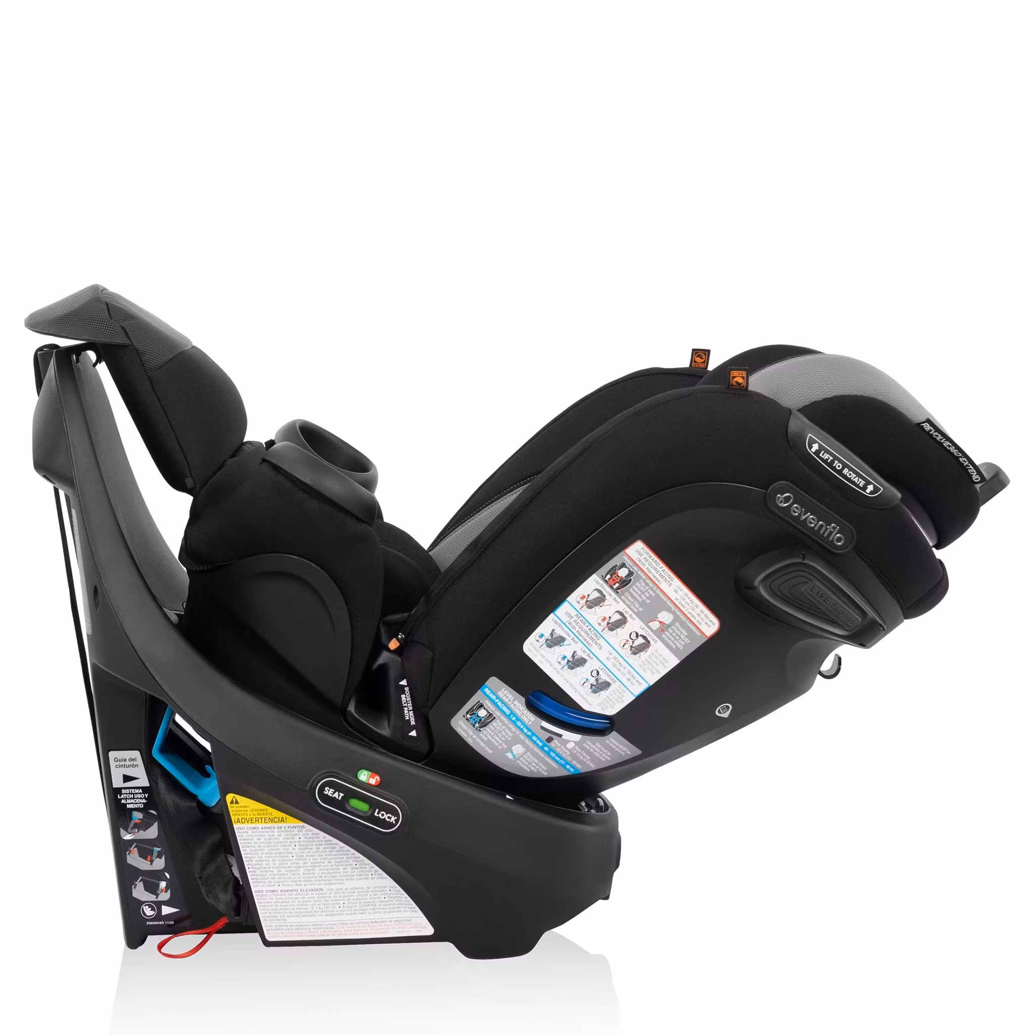 Evenflo Revolve360 Extend All-in-One Rotational Convertible Car Seat with Quick Clean Cover - Revere Gray