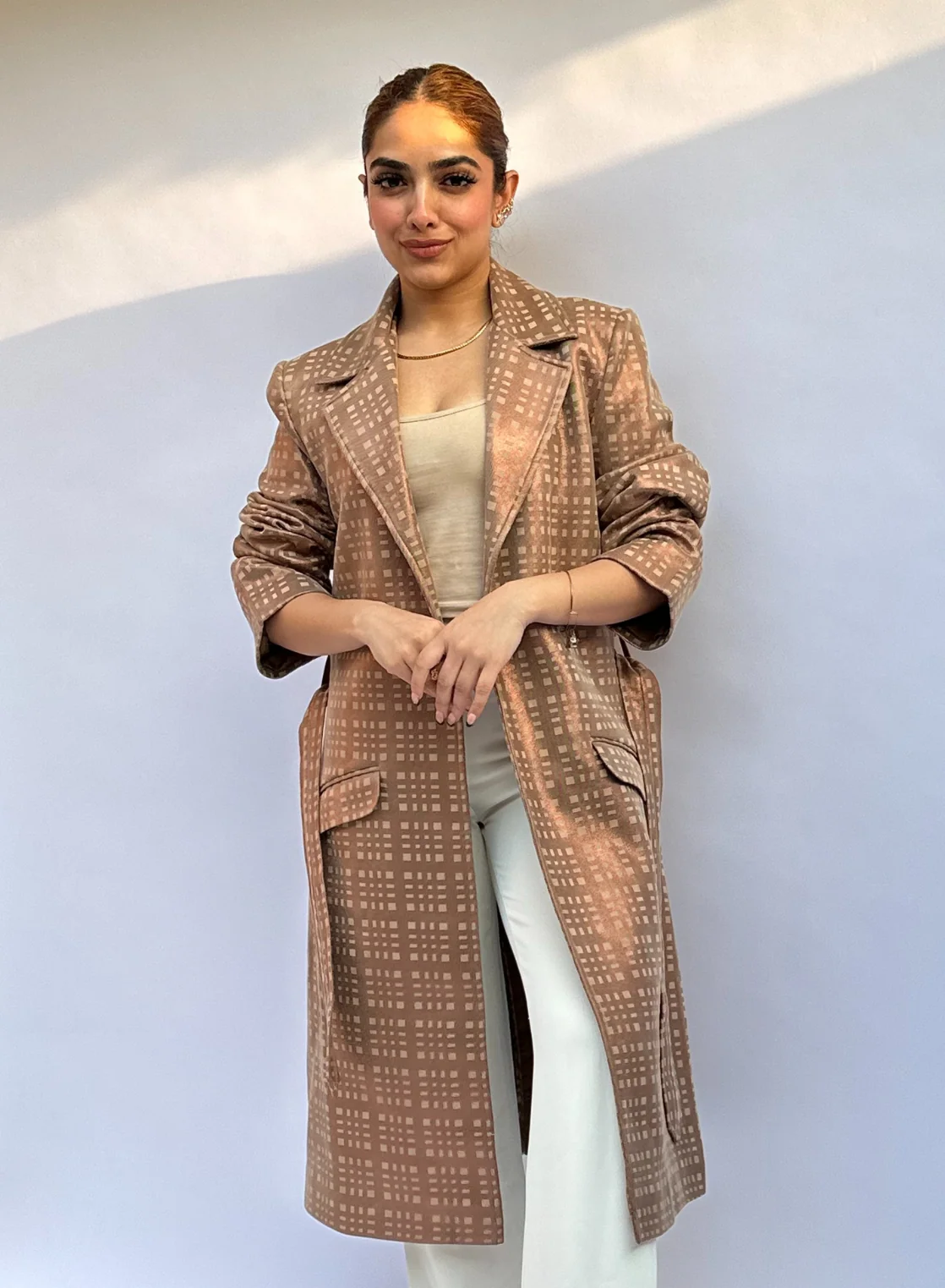 Caramel Suede Trench Coat