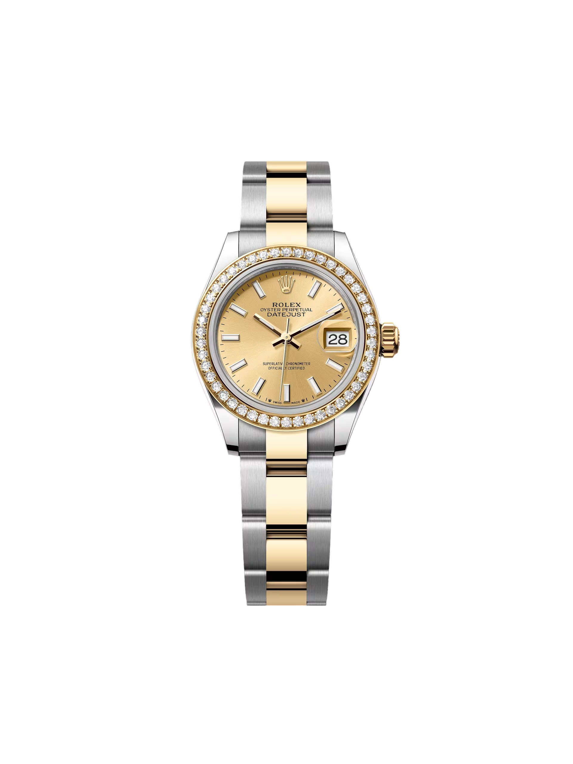 Rolex Lady-Datejust 28mm 279383RBR Champagne Dial Yellow Rolesor Oyster Bracelet