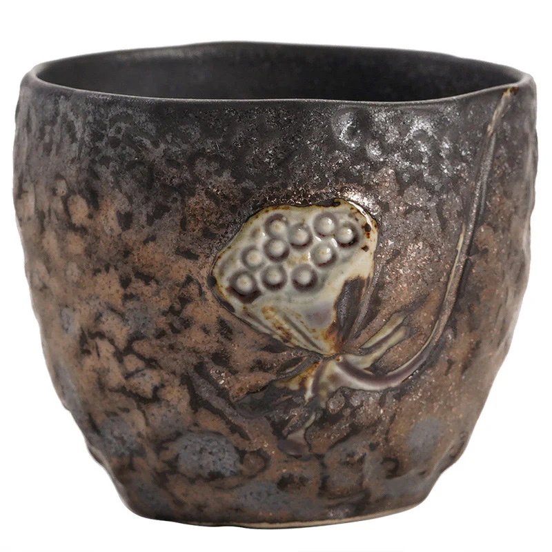 Lotus Pod Leaf Flower Auspicious Clouds Ceramic Teacup Kung Fu Tea Cup