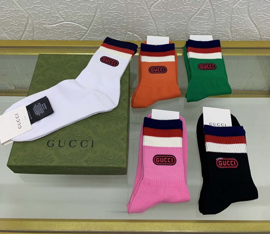 Set of 5 Pairs of Cotton Anti-bacterial Crew Socks WZ-924000184