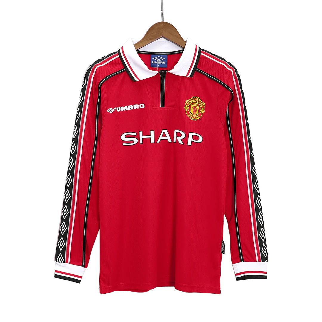 Beckham #7 Manchester United 1998/99 Home Long Sleeve Retro Jersey