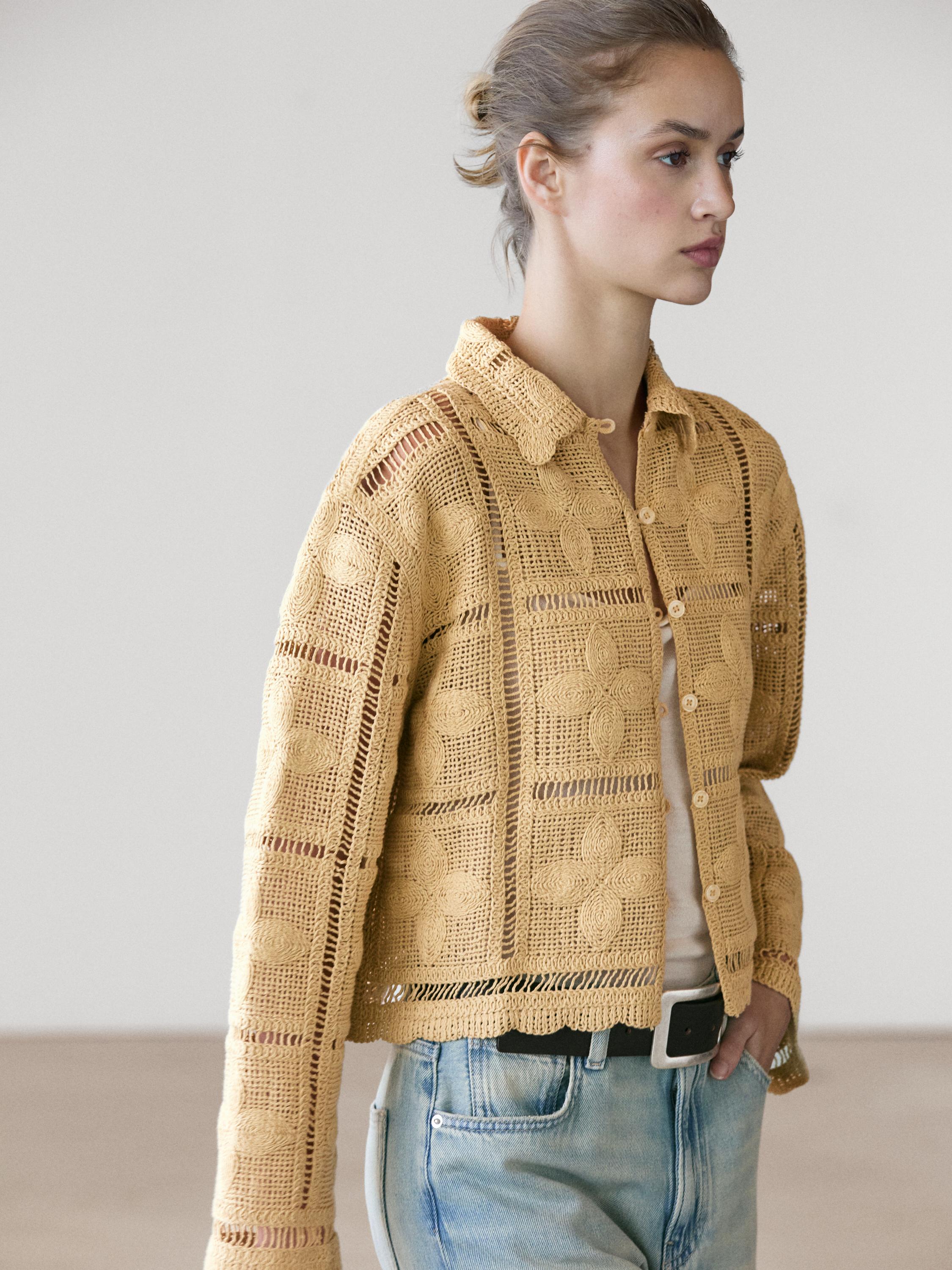 Chaqueta punto calado crochet