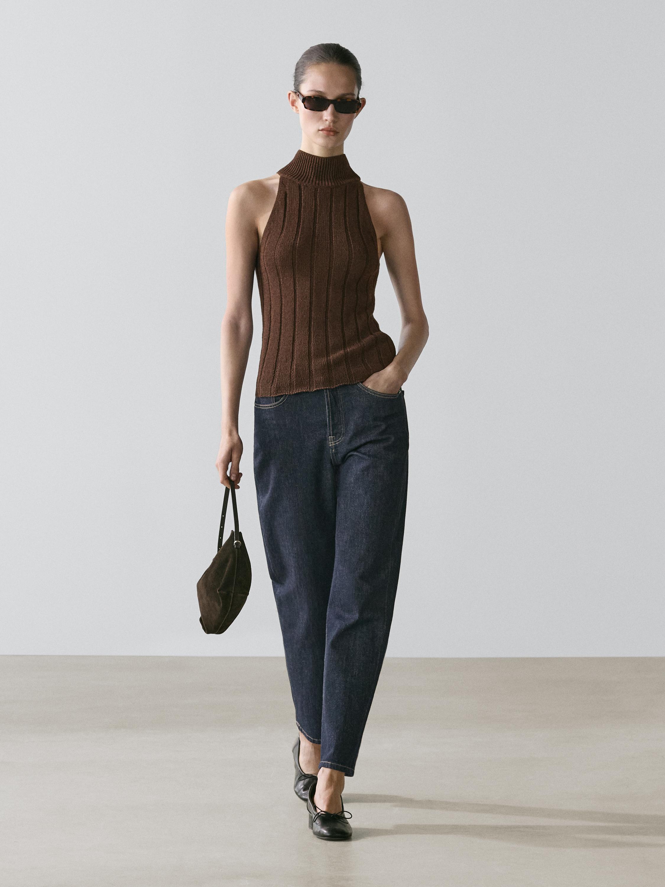 Top halter mezcla algodón