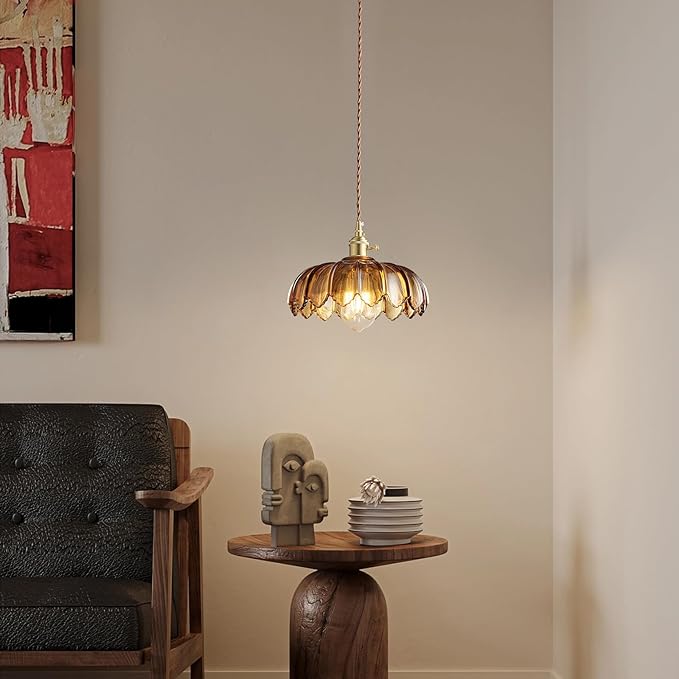 LUMISCAPE Plug in Pendant Light: Glass Hanging Lamp Plug in