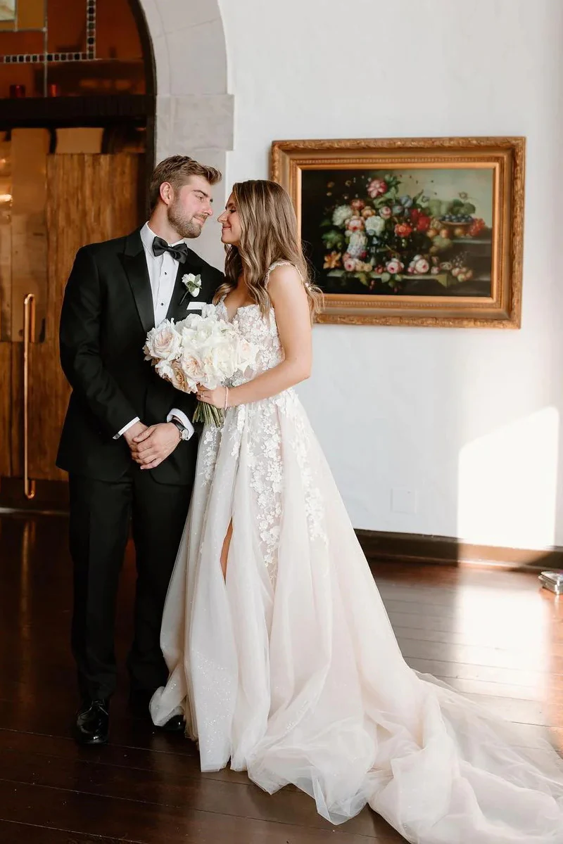 Fairy A Line Sweetheart Tulle Wedding Dress with Appliques