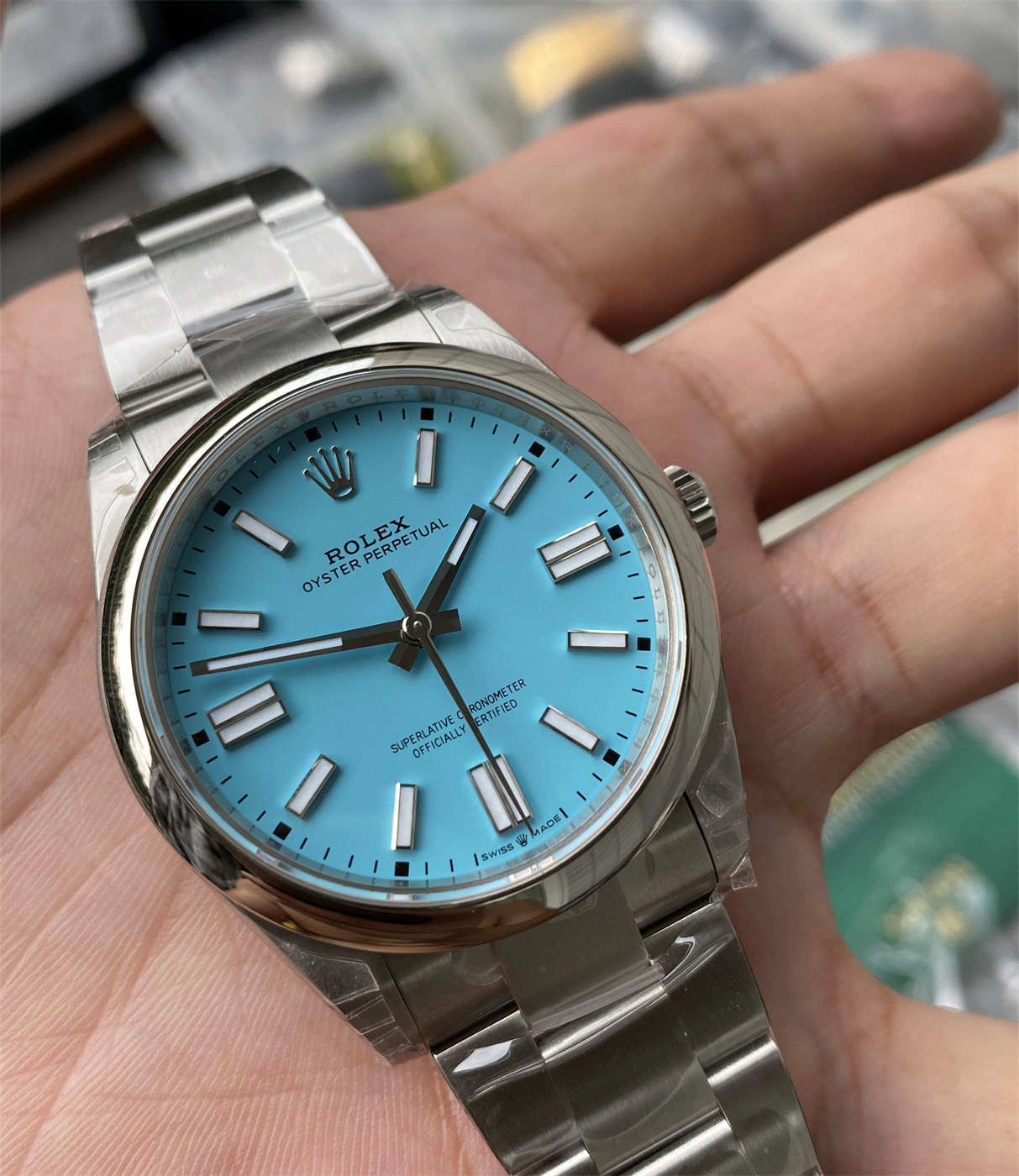 Rolex Oyster Perpetual 41 Tiffany Blue Dial Replica – VS Factory M124300-0006 with Dandong 3230 Movement