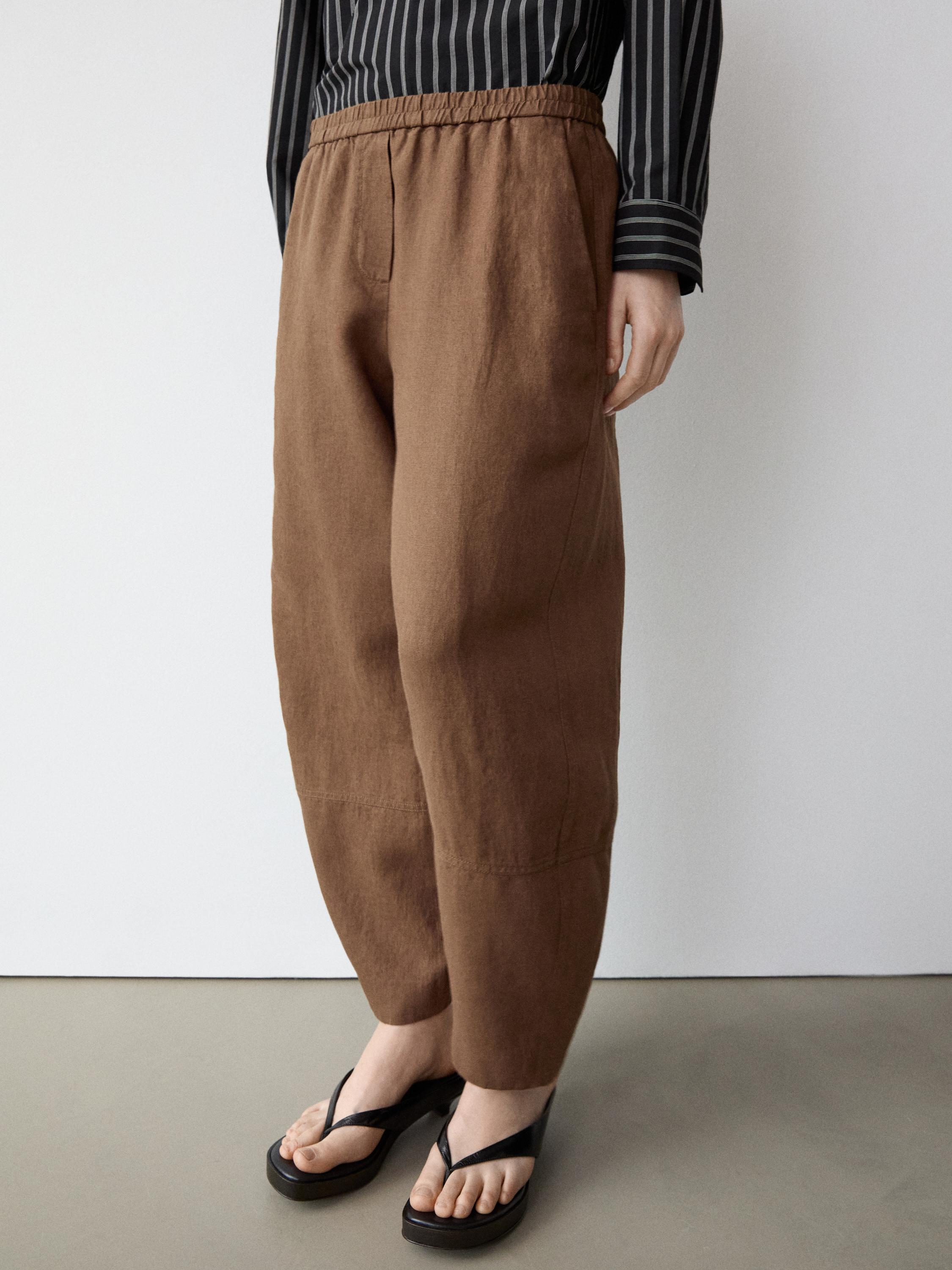 Pantalón detalle goma cintura lino
